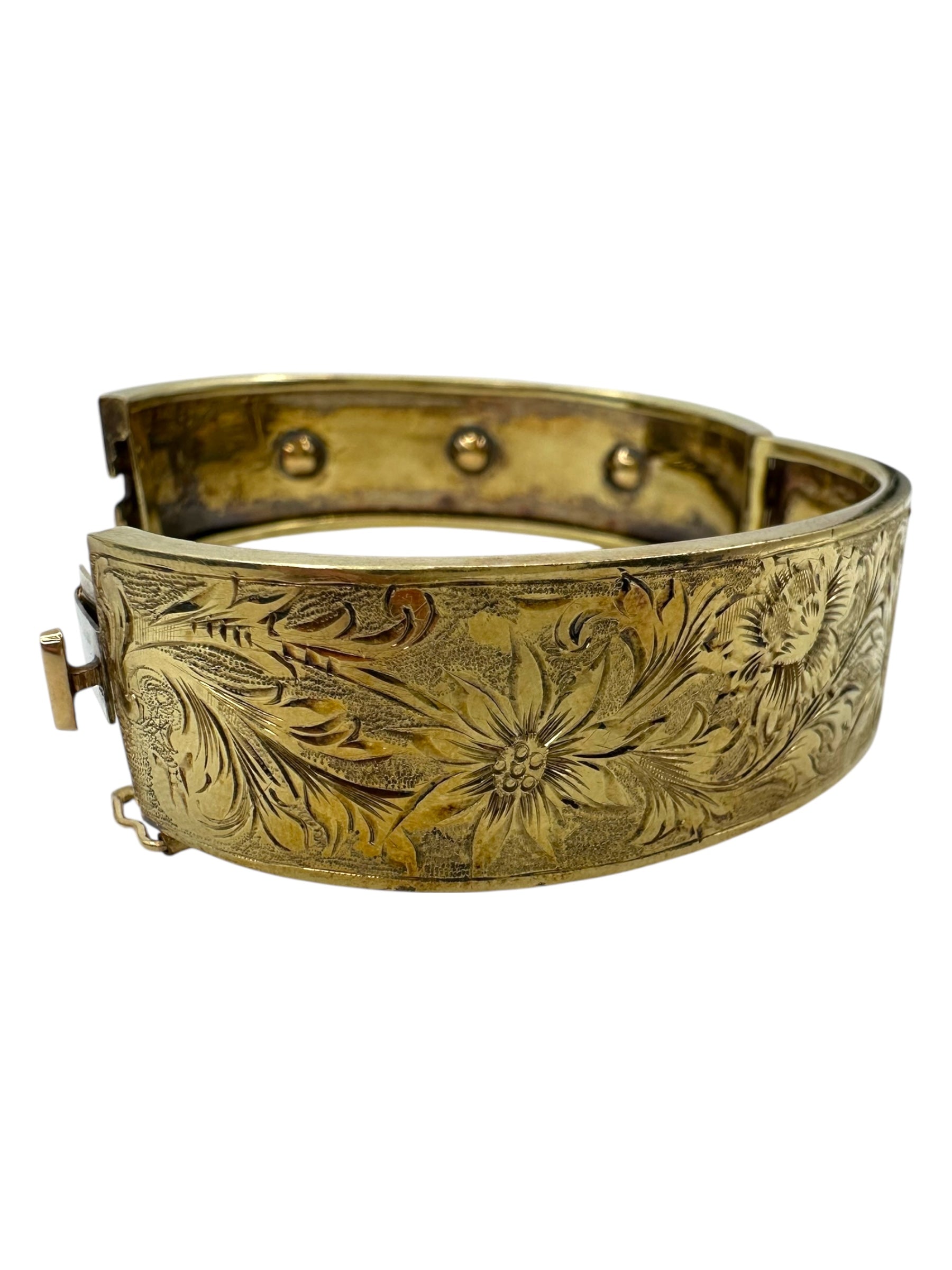 14k Victorian Diamond Star Enamel Bangle Bracelet
