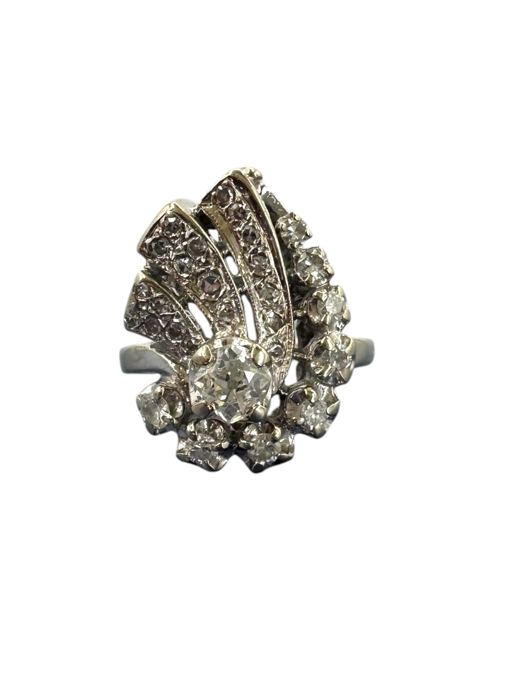 14k Diamond Swirl Ring