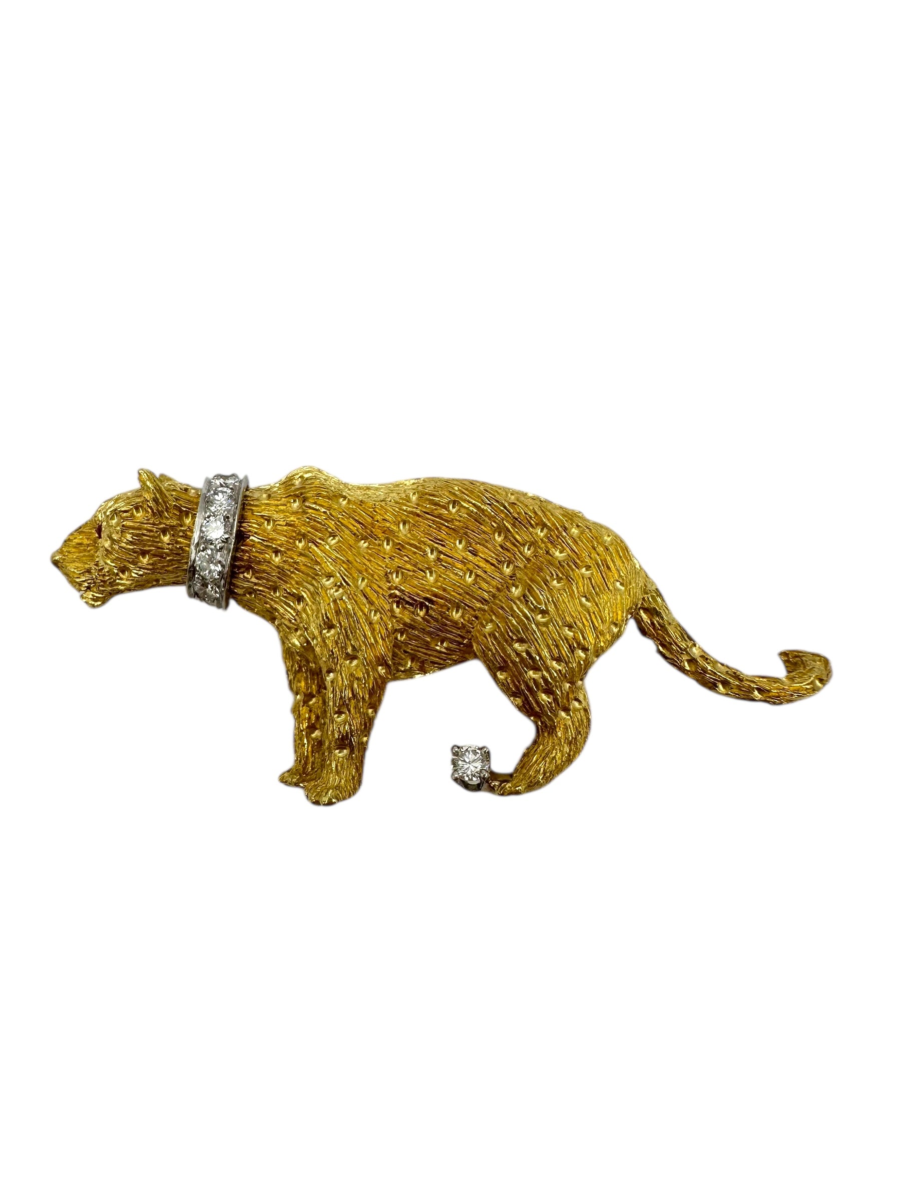 18k Diamond Tiger Brooch