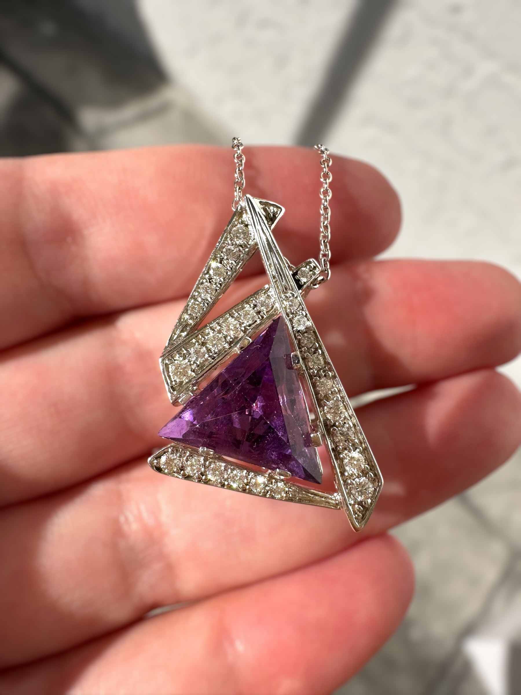 14k Amethyst Diamond Pendant