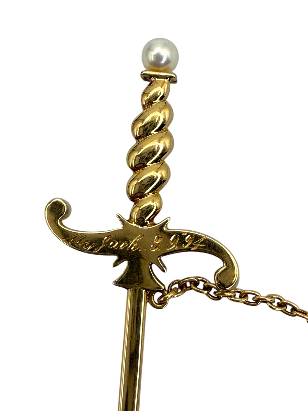 14k Victorian Sword Jabot Brooch
