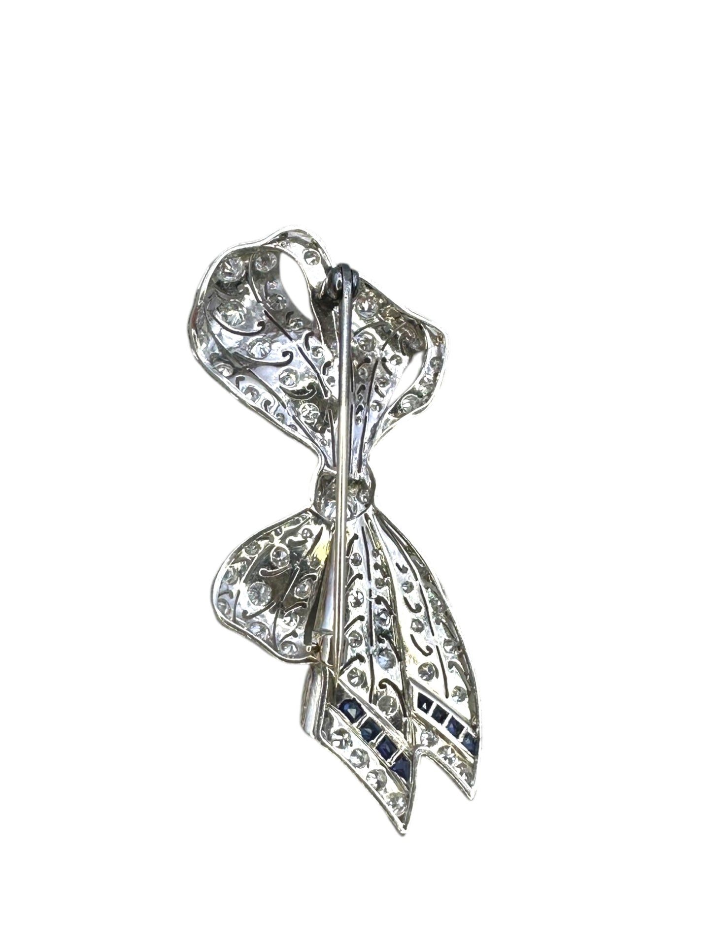 Art Deco Platinum Diamond Bow Pin