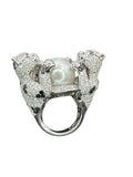 18k Diamond Pearl Panther Ring