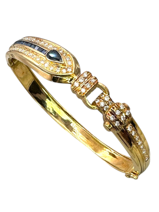 18k Sapphire Diamond Bangle Bracelet