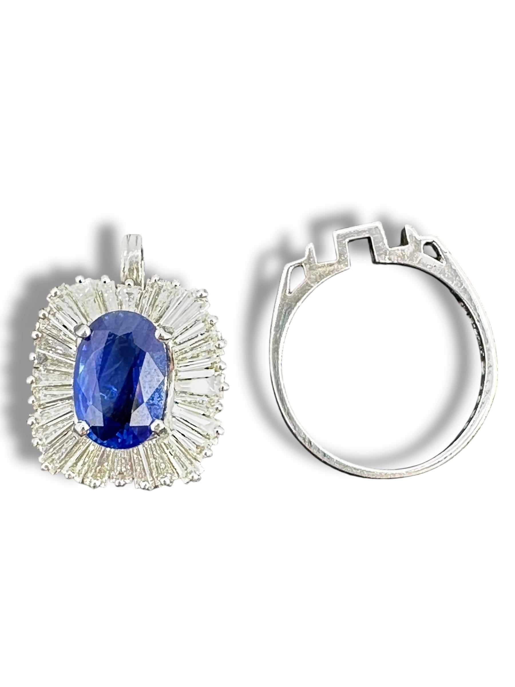 Platinum Sapphire Diamond Ringdant