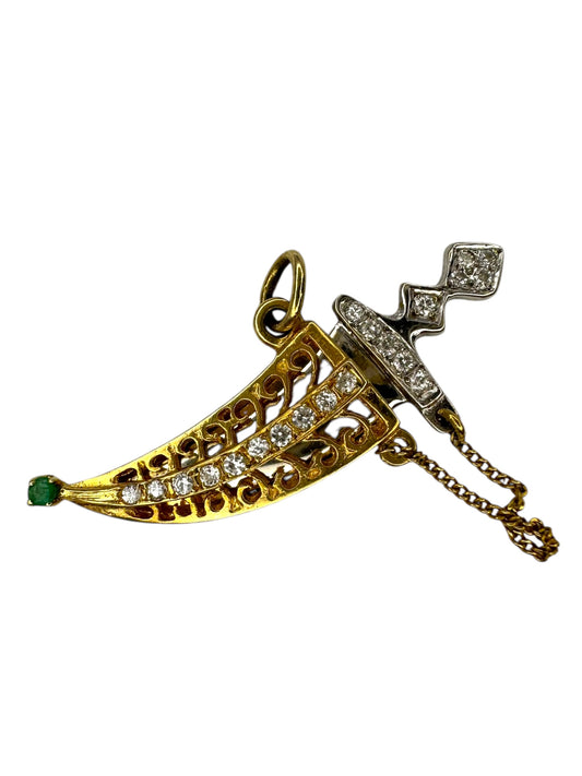18k Diamond Dagger Charm