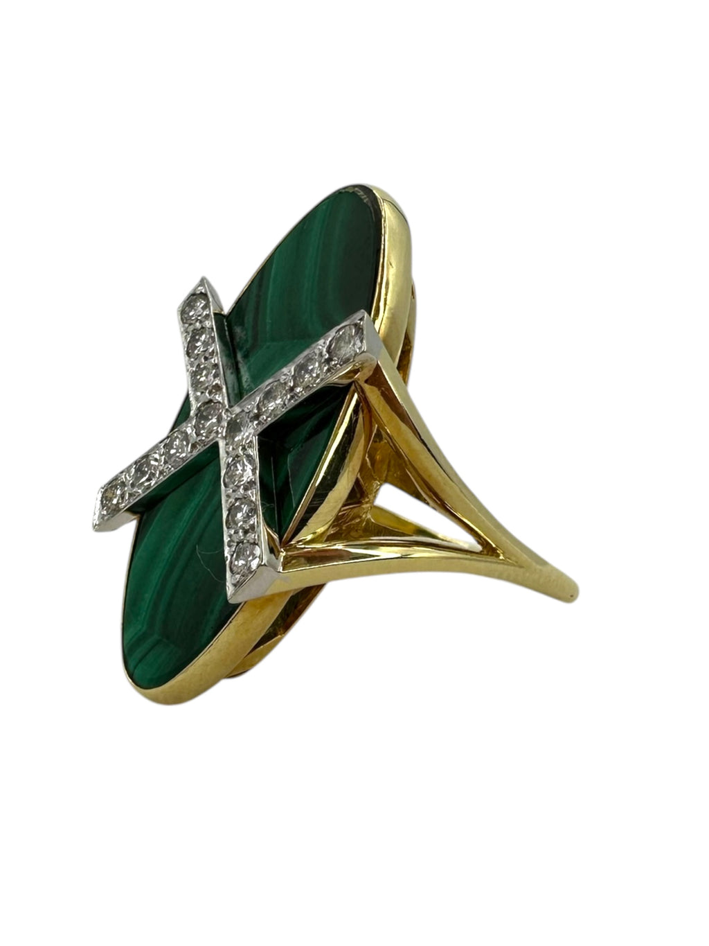18k Diamond Malachite Ring