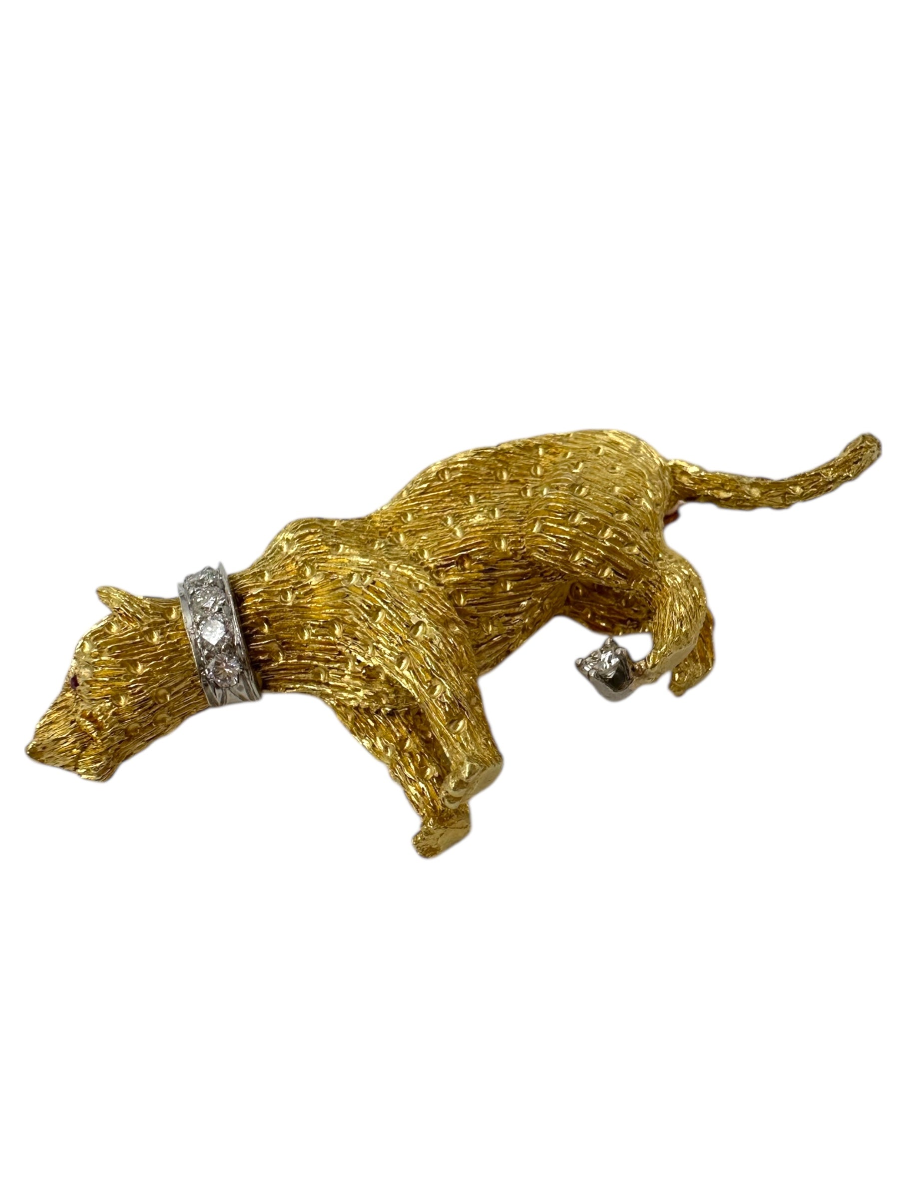 18k Diamond Tiger Brooch