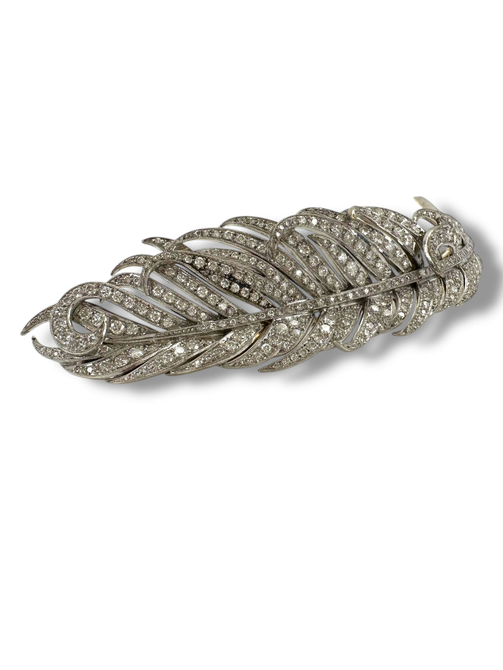 Platinum/ 18k Diamond Feather Brooch