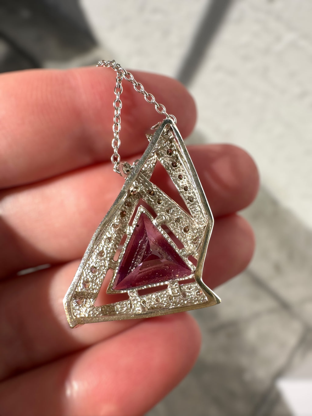 14k Amethyst Diamond Pendant