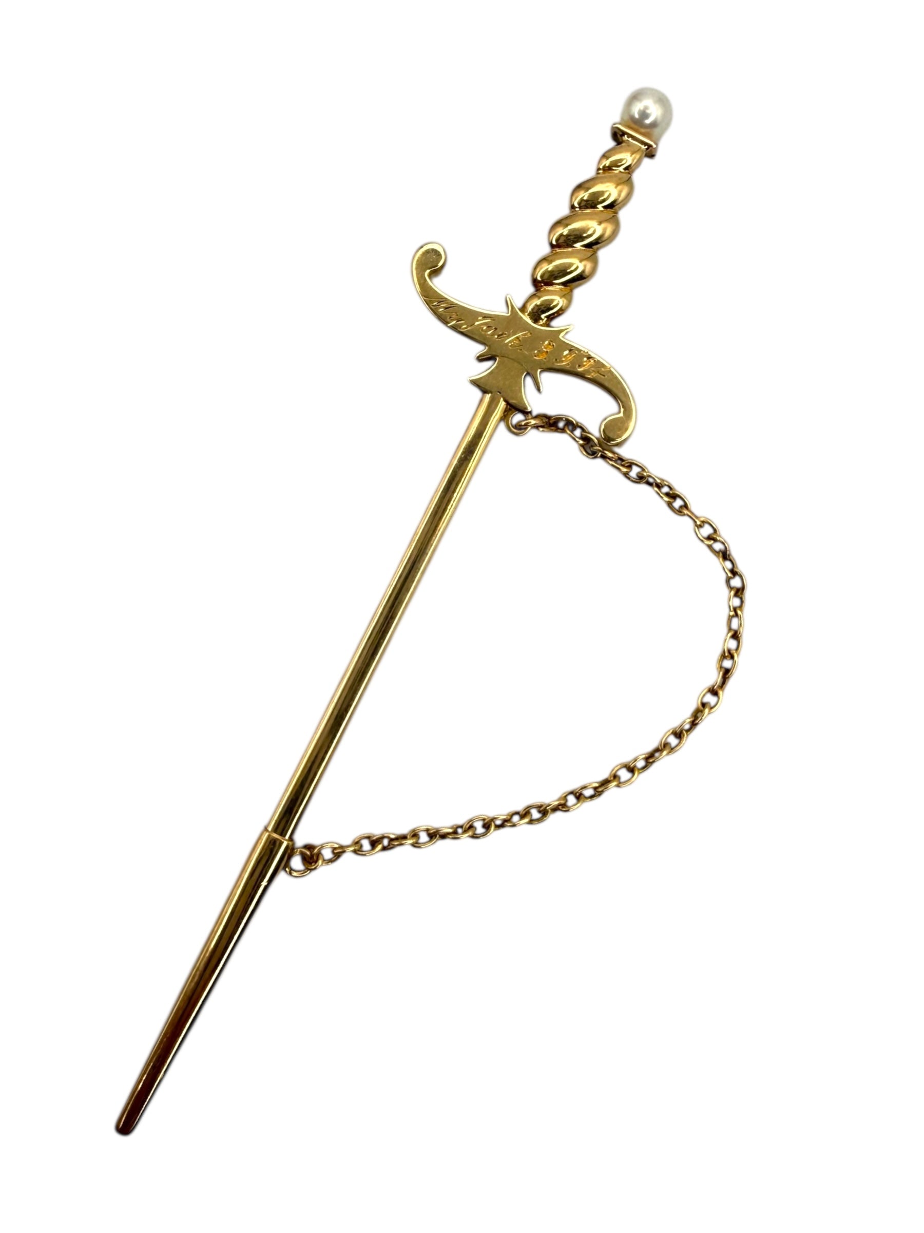 14k Victorian Sword Jabot Brooch