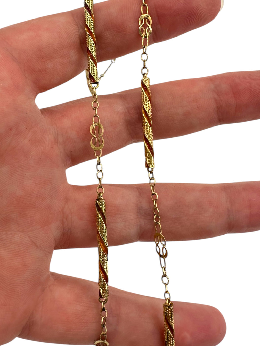 14k Enamel Bar Link Chain Necklace