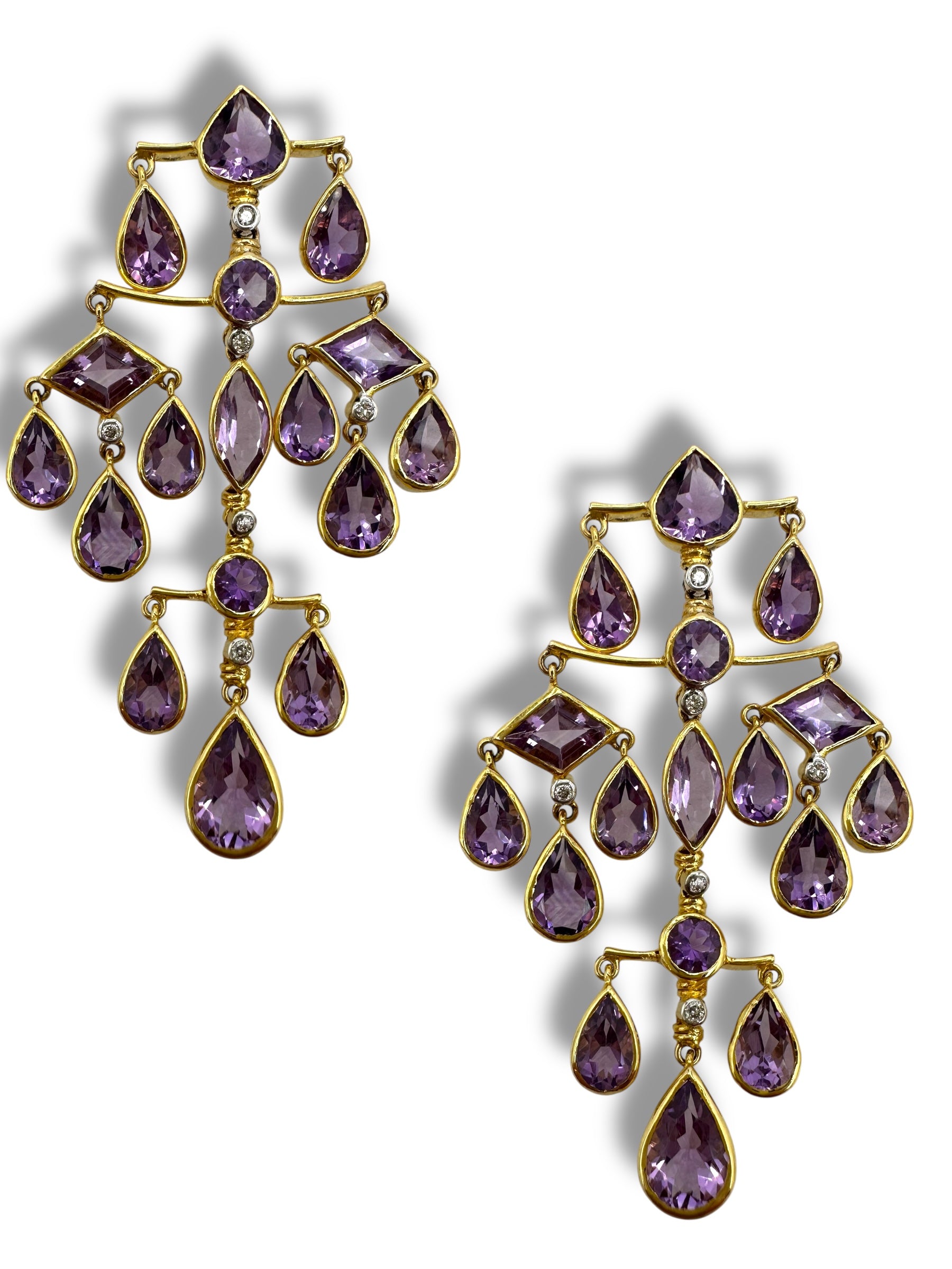 14k Amethyst Diamond Chandelier Earrings