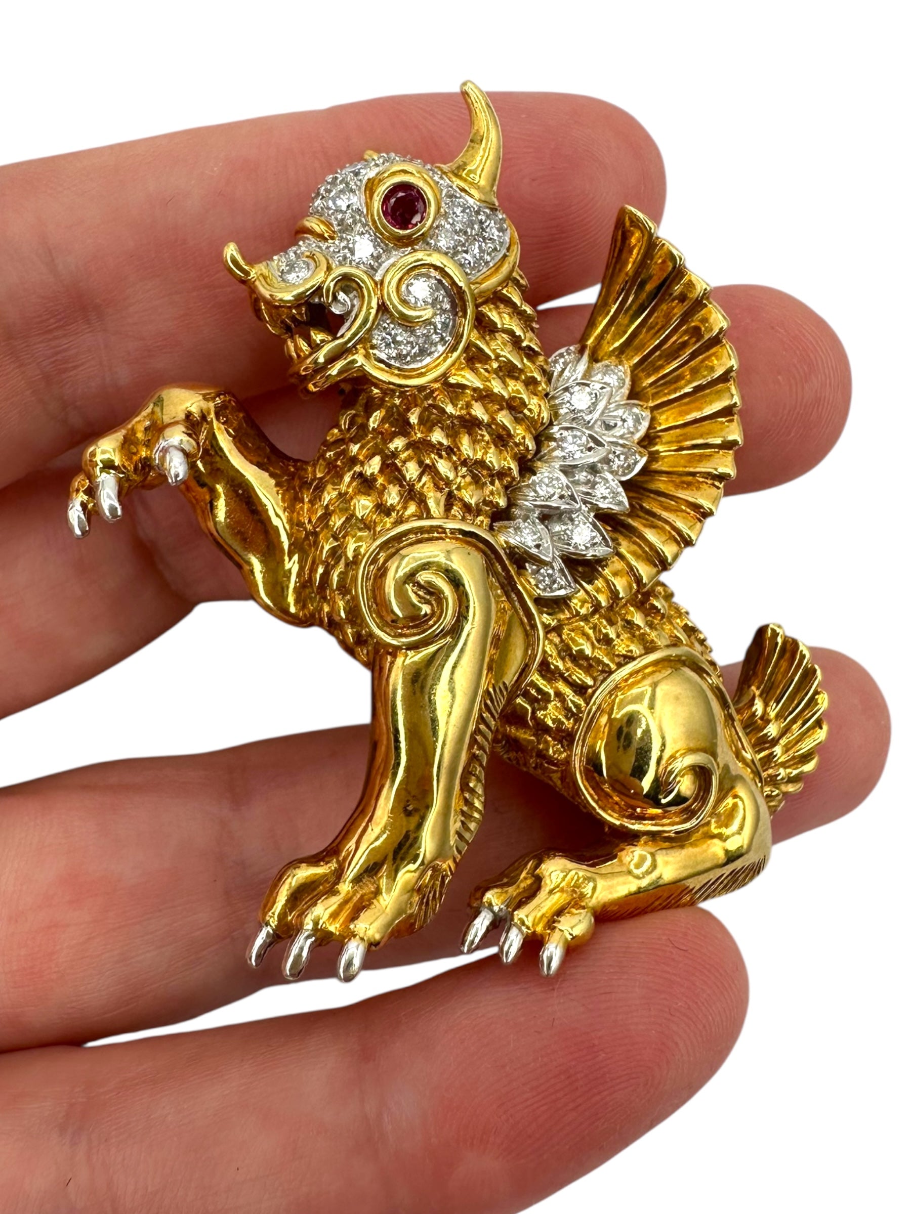 18k Fierce Critter Diamond Brooch