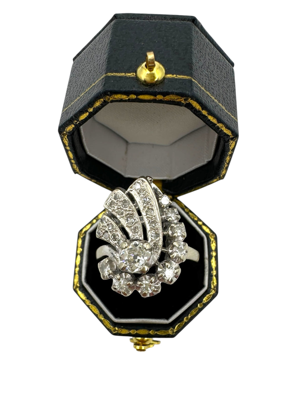 14k Diamond Swirl Ring