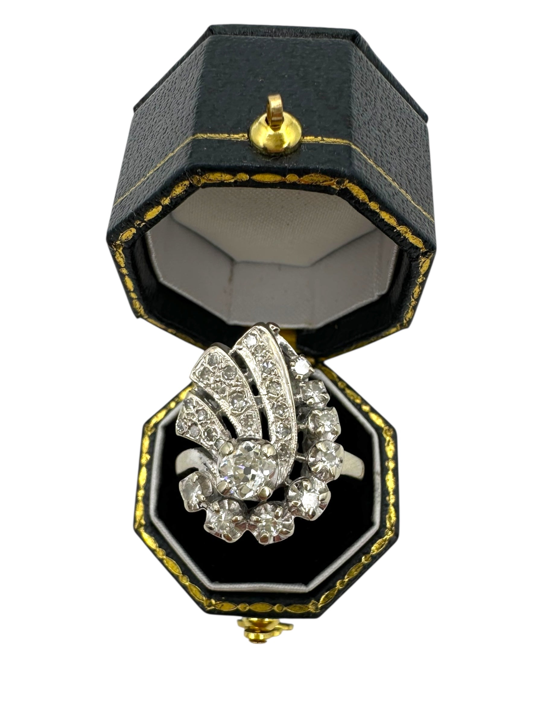 14k Diamond Swirl Ring