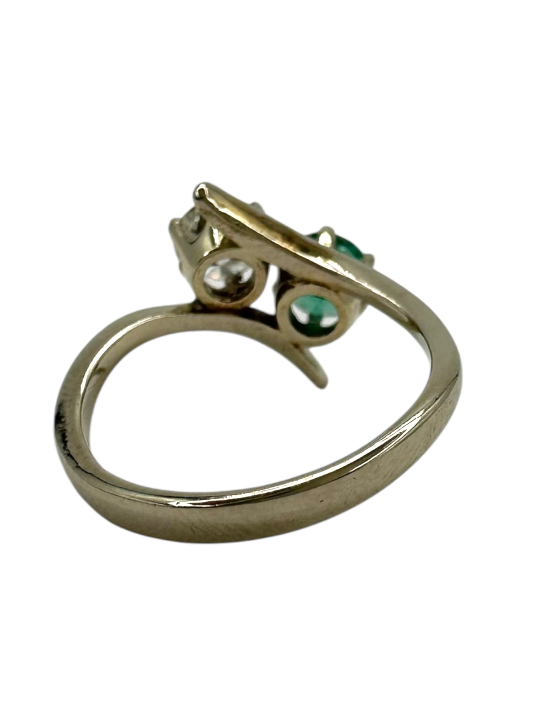 14k Emerald Diamond Toi Et Moi Ring