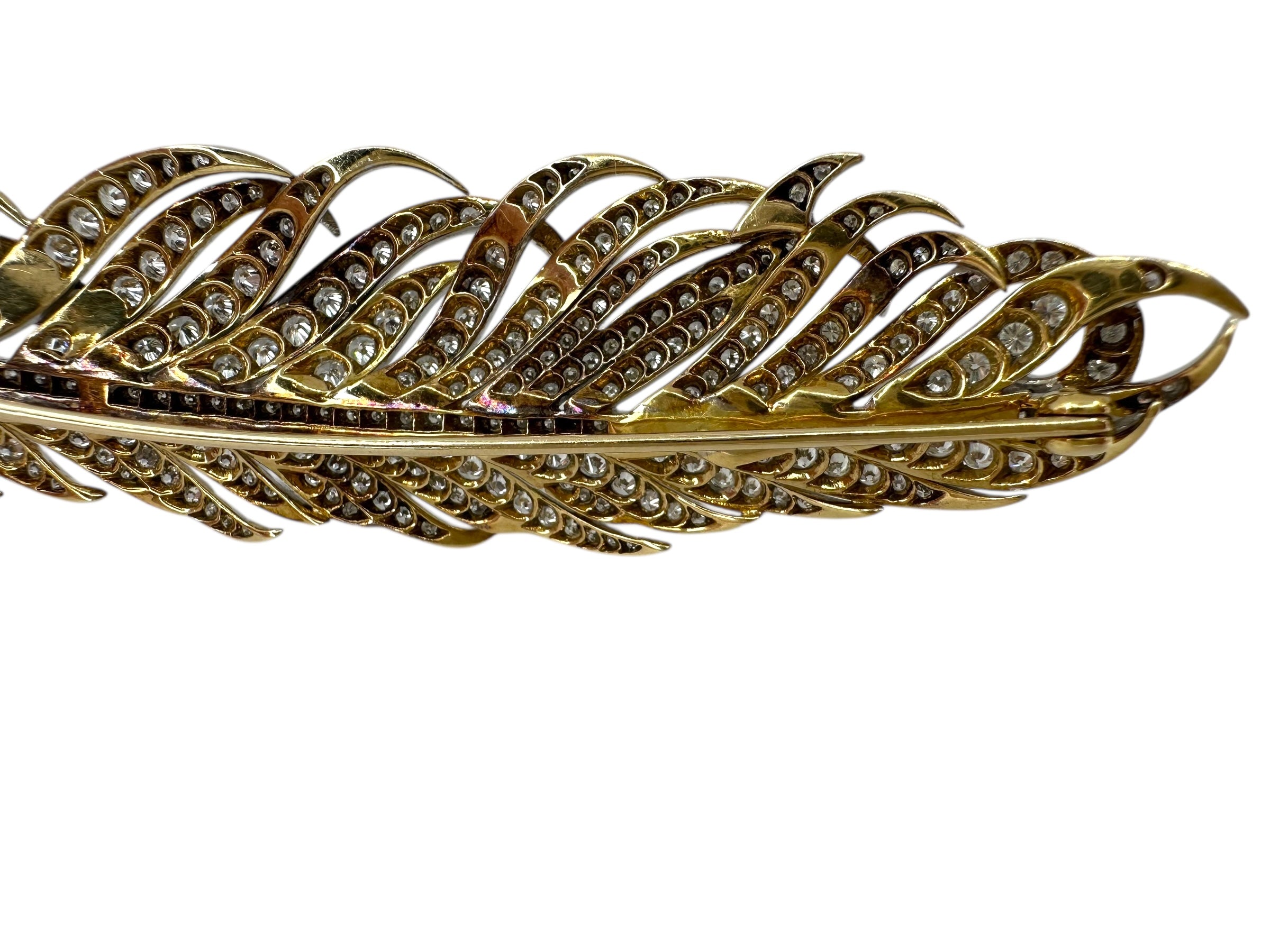 Platinum/ 18k Diamond Feather Brooch