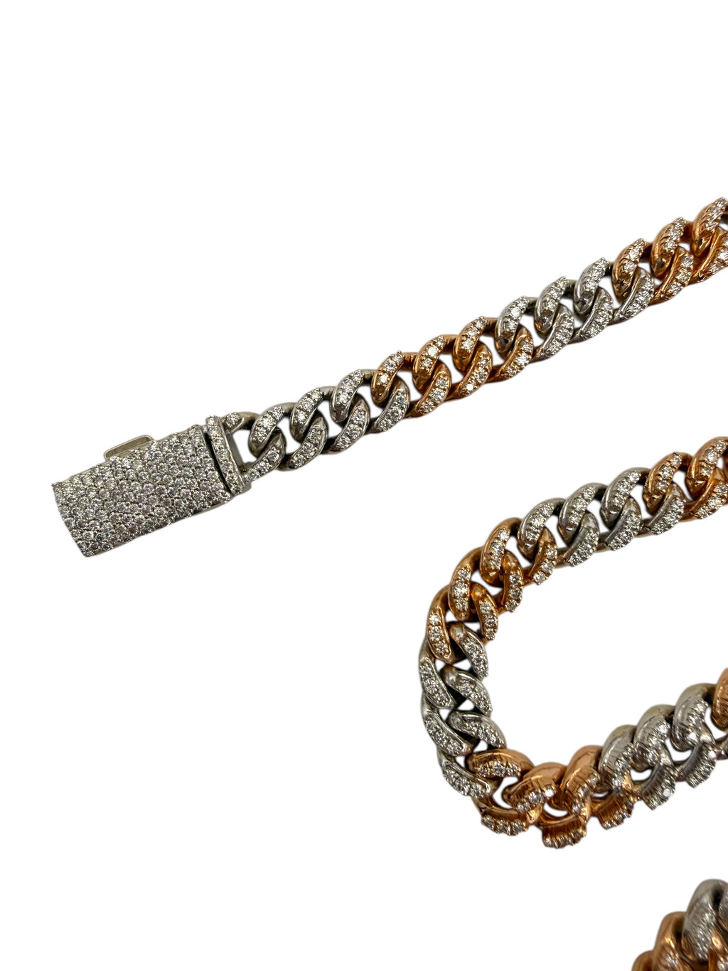 14k Two Tone Diamond Curb Necklace