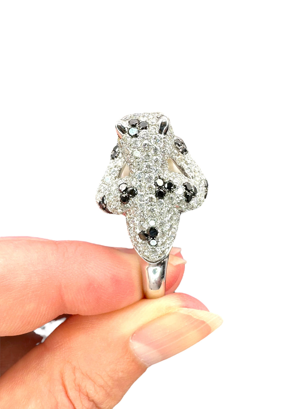 18k Diamond Pearl Panther Ring