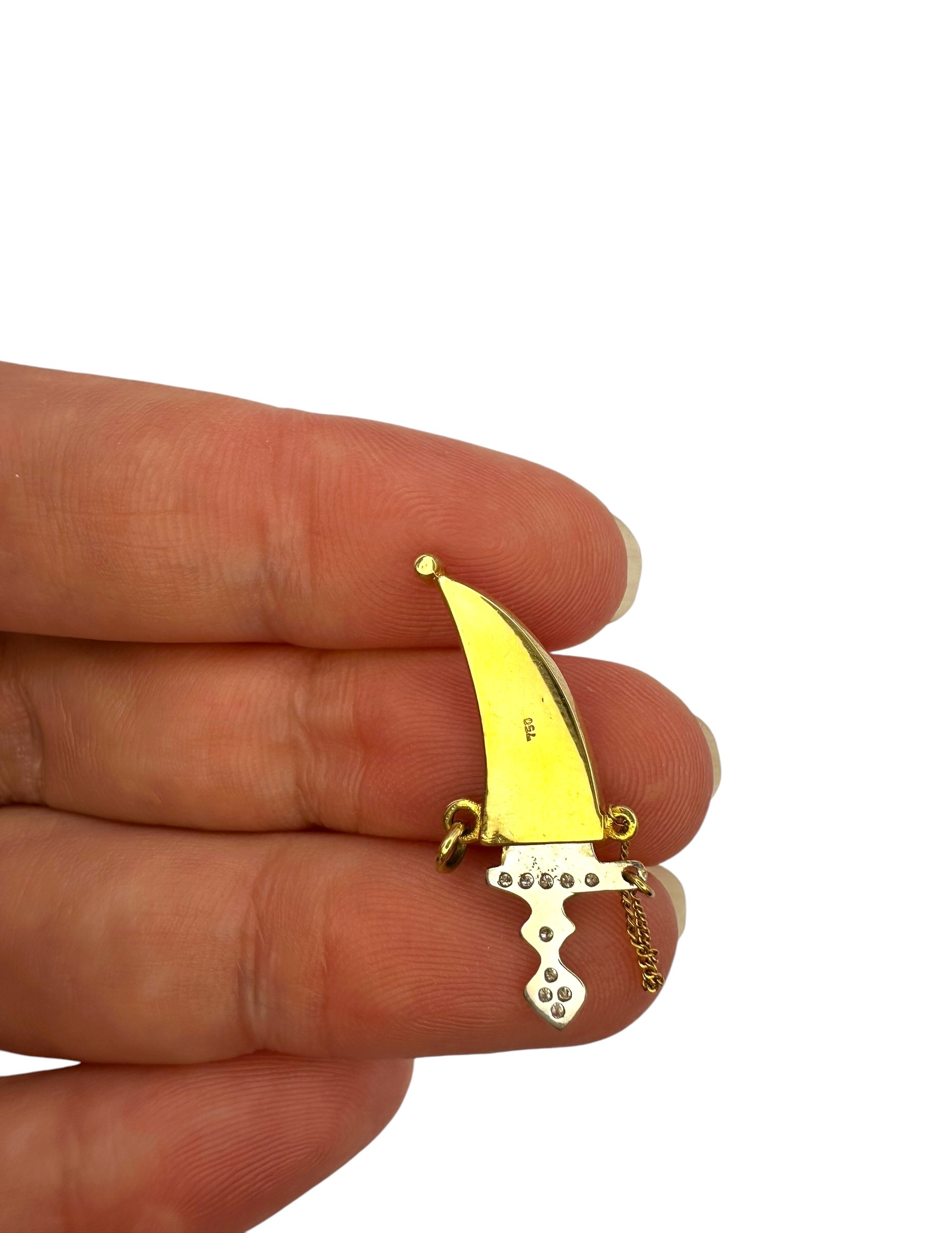 18k Diamond Dagger Charm