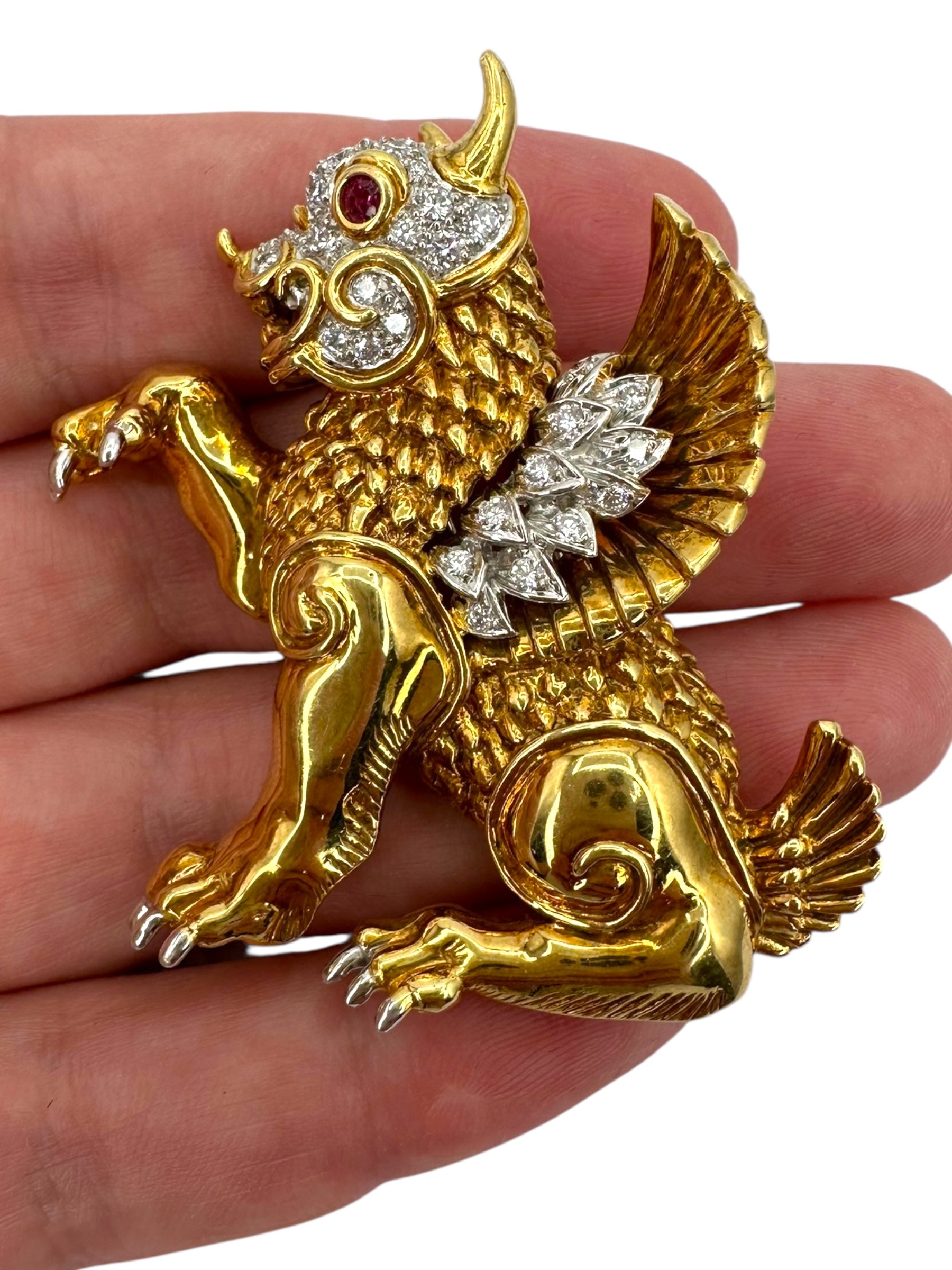 18k Fierce Critter Diamond Brooch