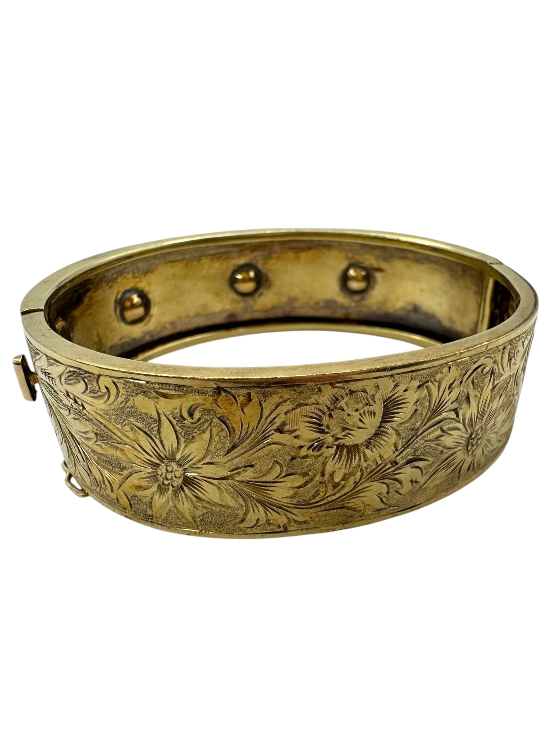 14k Victorian Diamond Star Enamel Bangle Bracelet