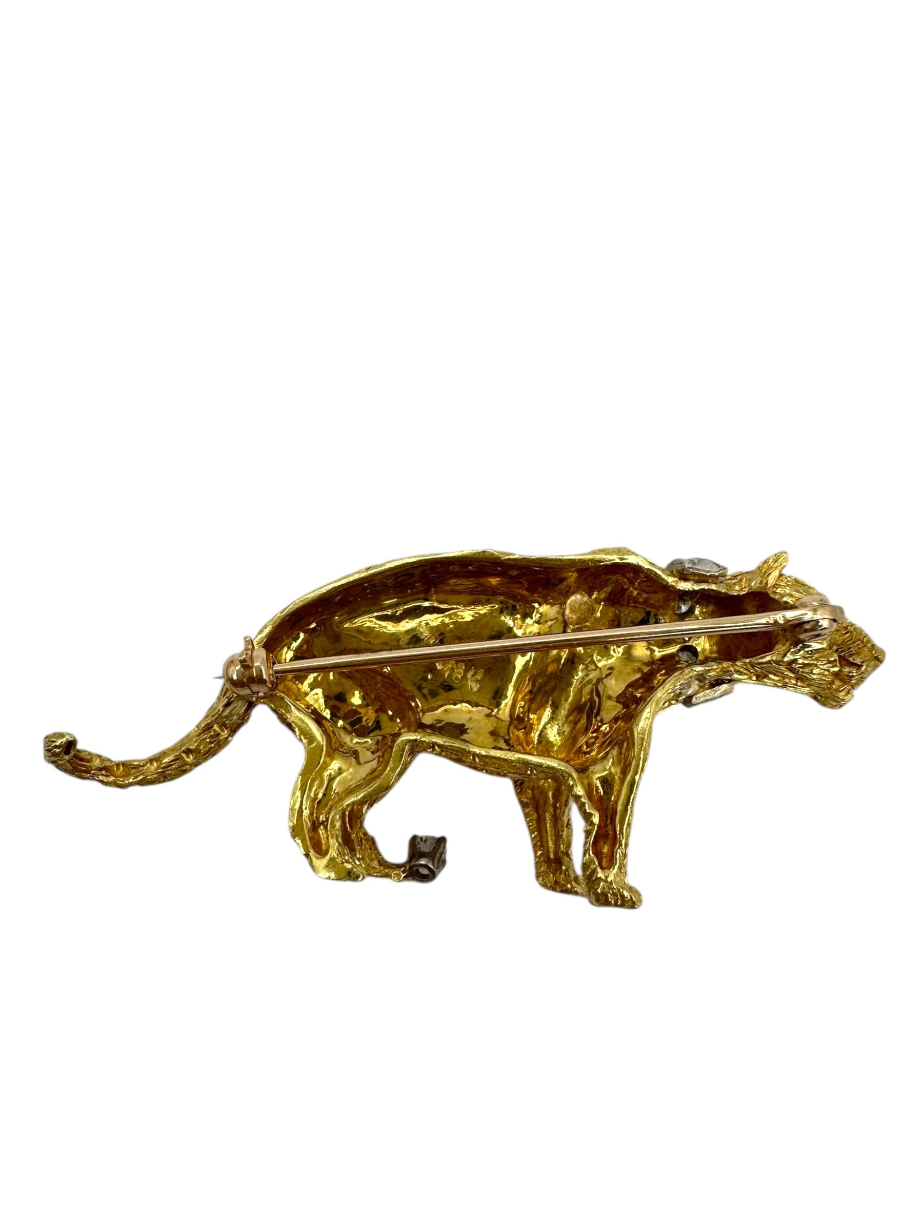 18k Diamond Tiger Brooch
