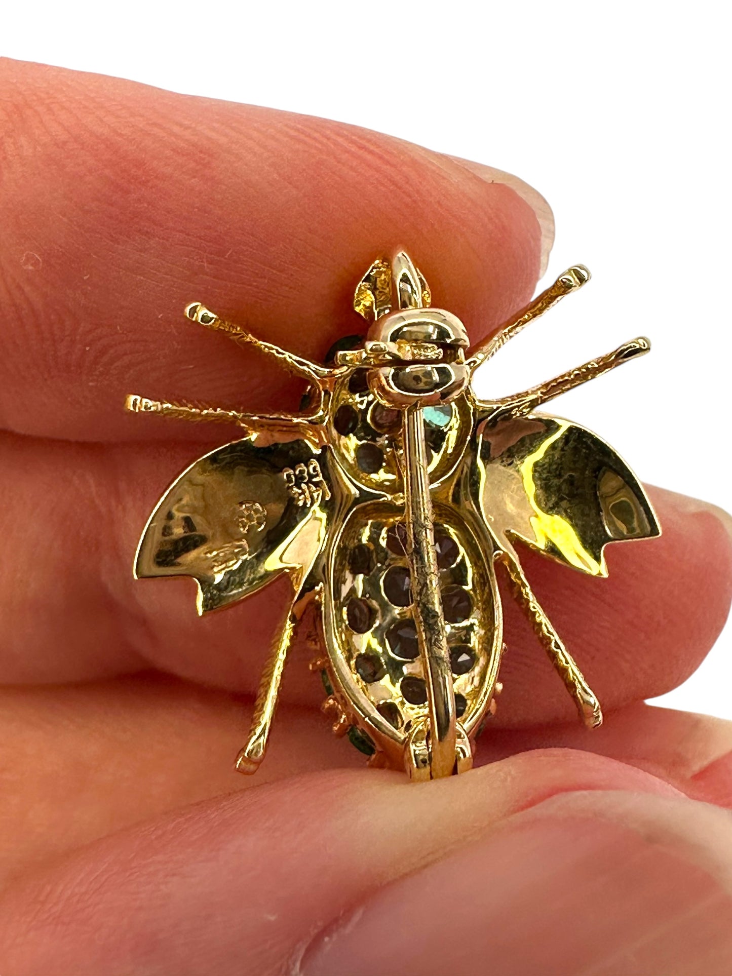 14k Emerald Diamond Bee Pin/ Pendant