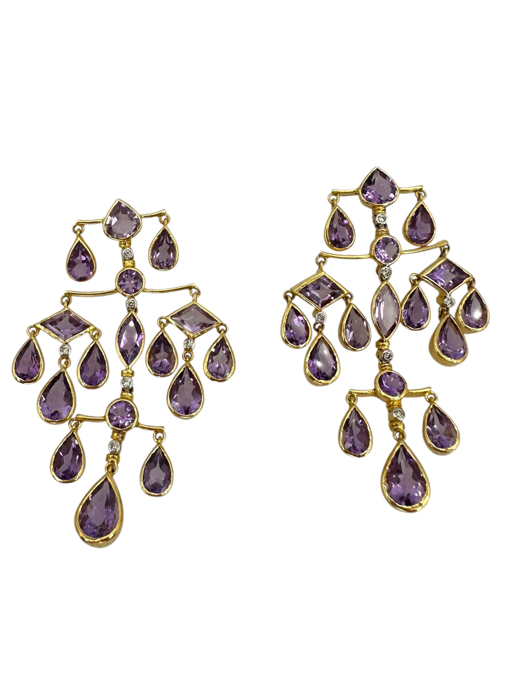 14k Amethyst Diamond Chandelier Earrings