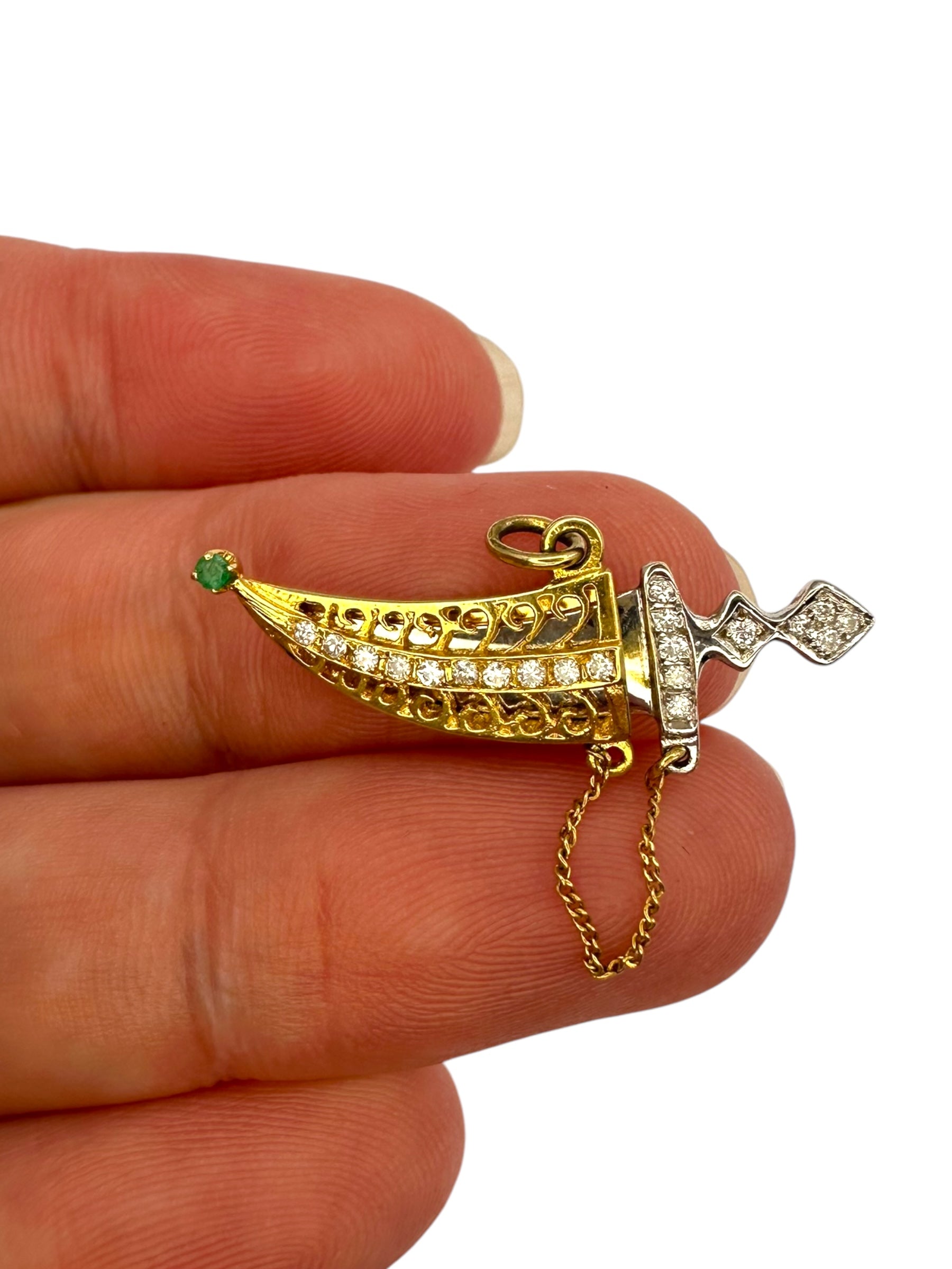 18k Diamond Dagger Charm