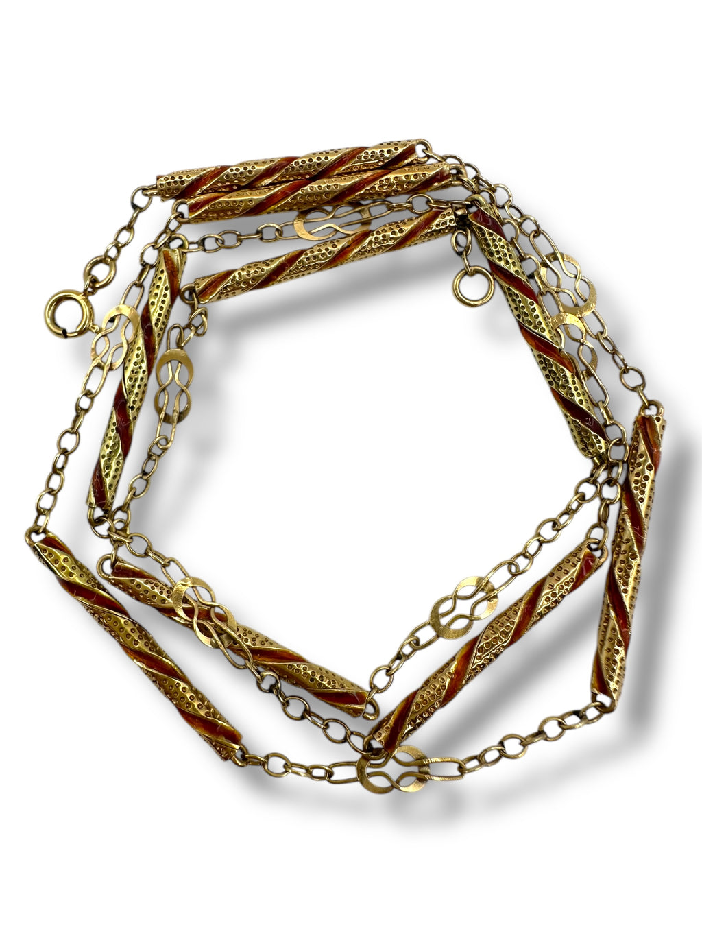 14k Enamel Bar Link Chain Necklace