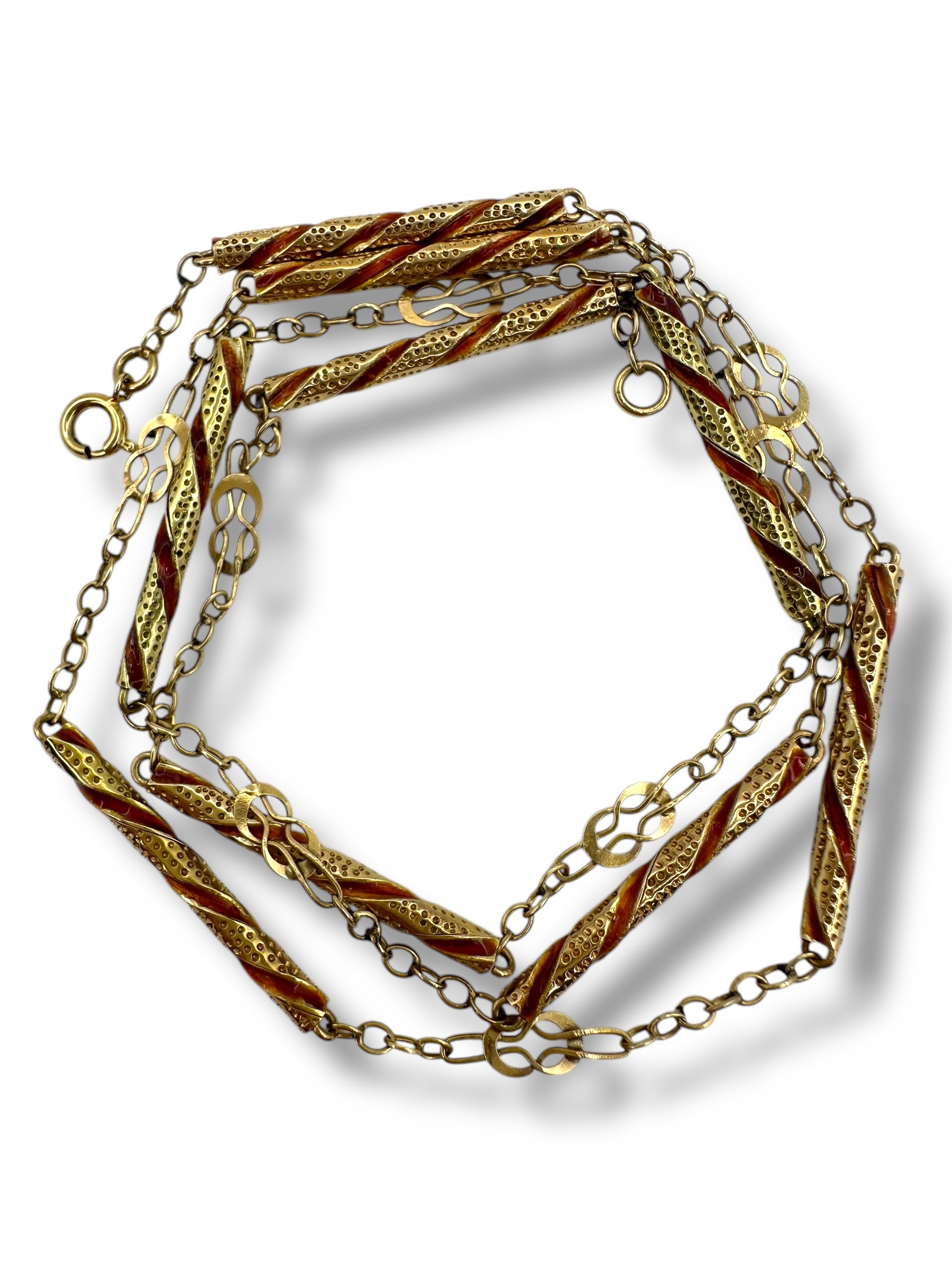 14k Enamel Bar Link Chain Necklace