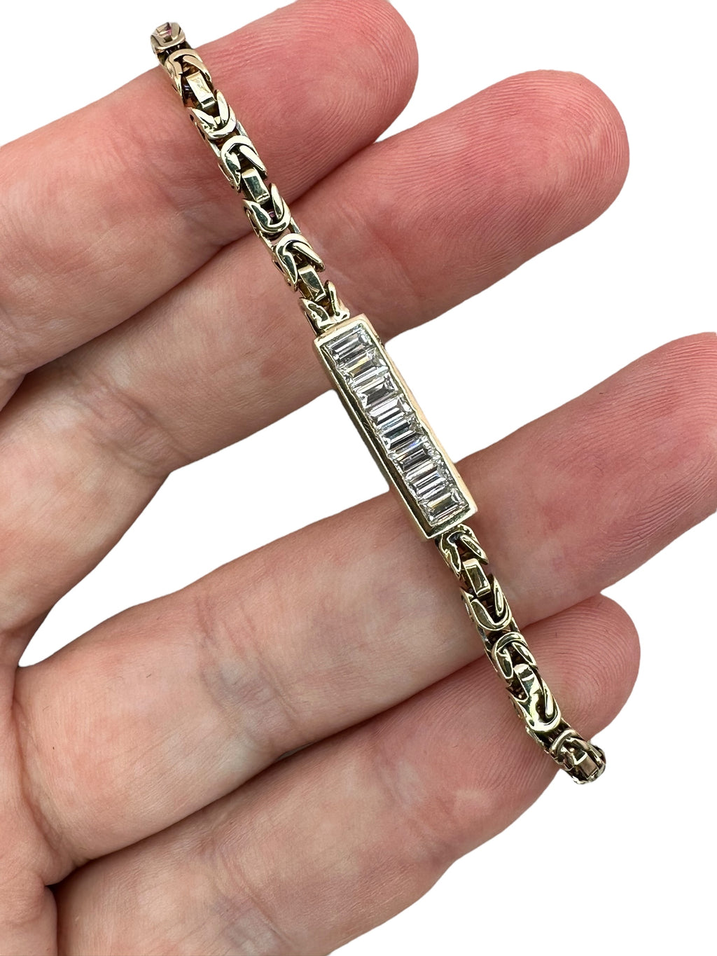 14k Byzantine Link Diamond Station Bracelet by Uno a Erre
