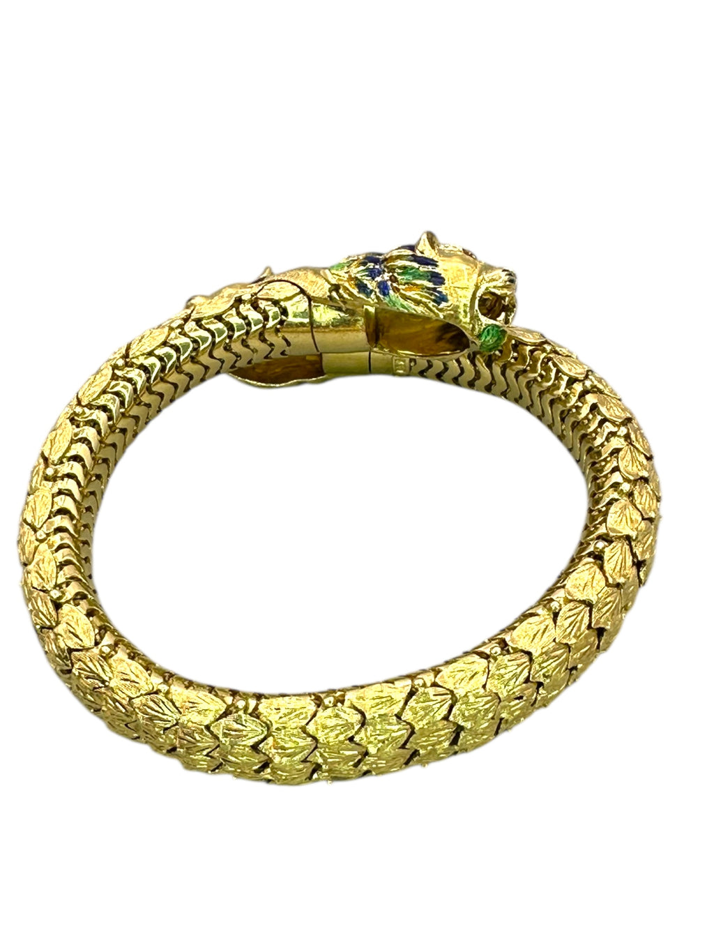 18k Lion Head Enamel Diamond Flex Bracelet