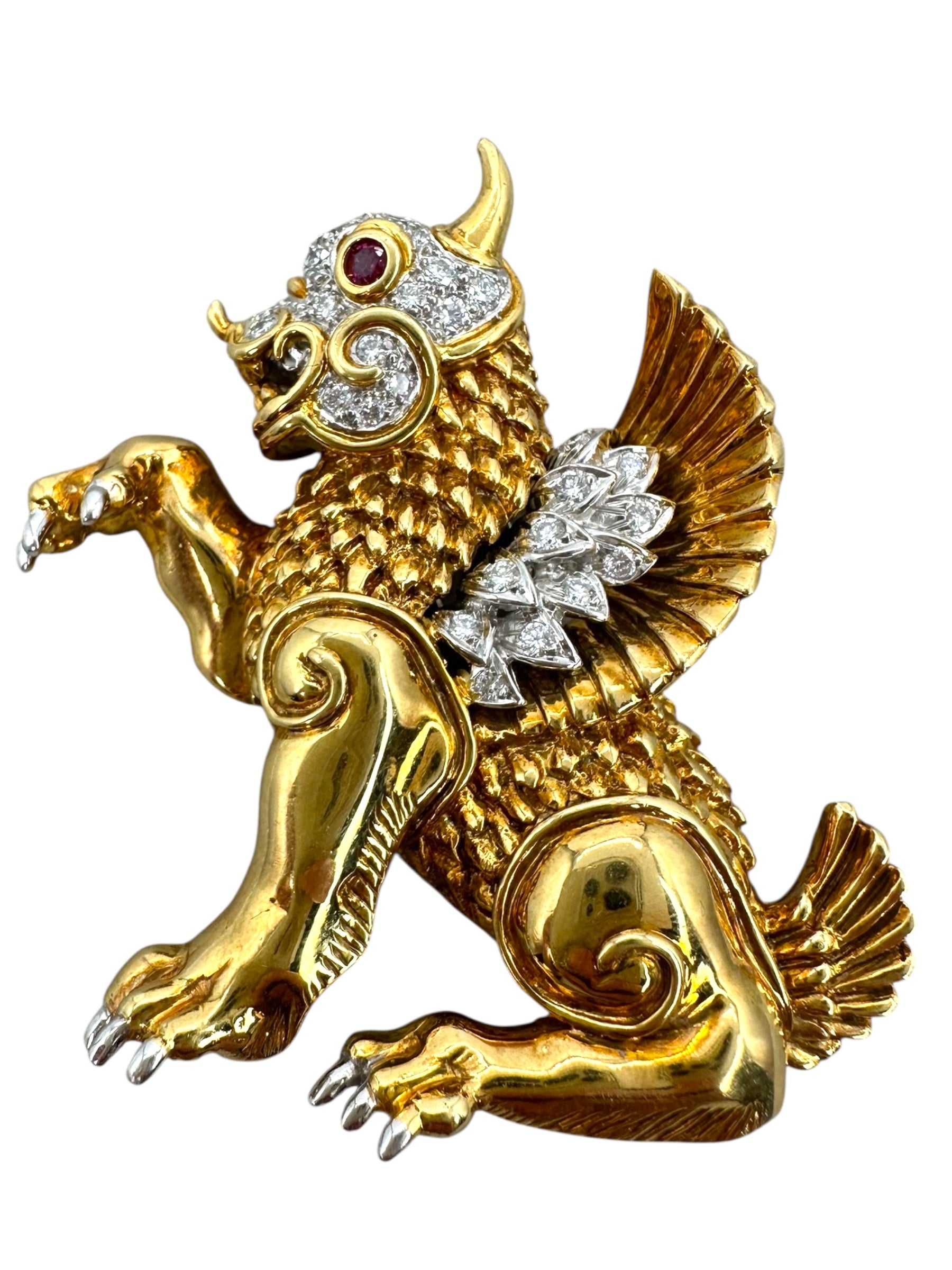 18k Fierce Critter Diamond Brooch