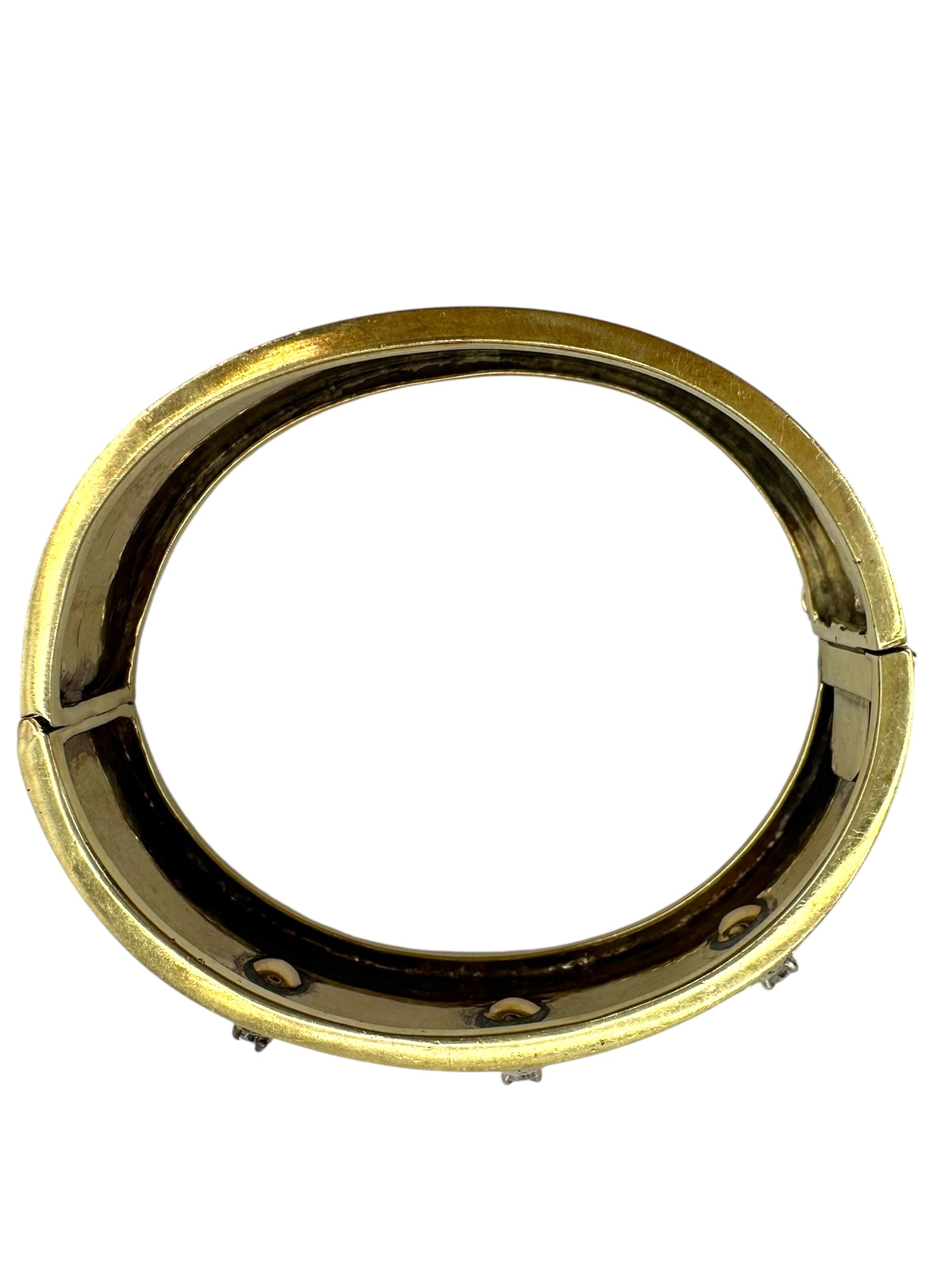 14k Victorian Diamond Star Enamel Bangle Bracelet