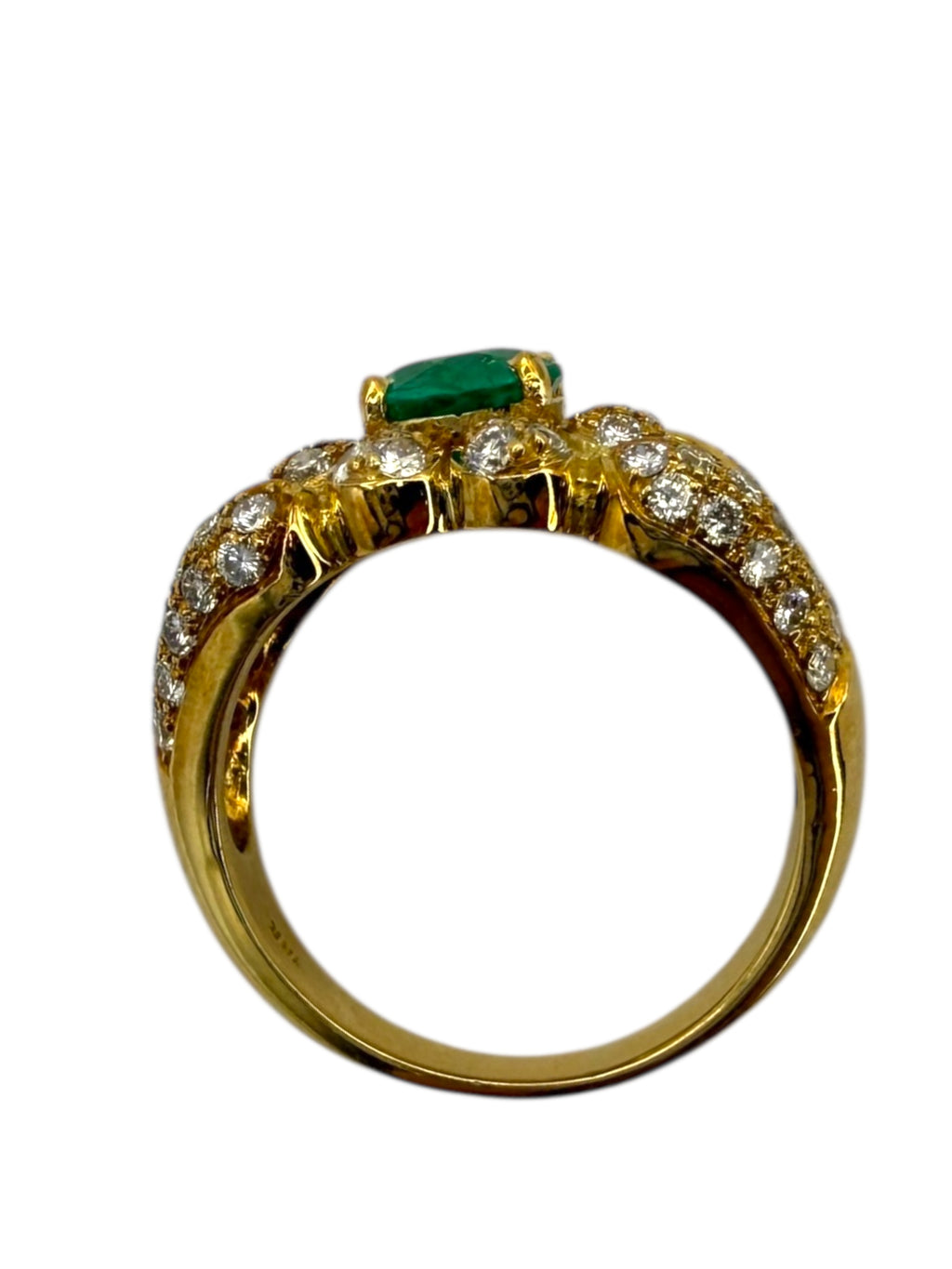 18k Emerald Diamond Flower Ring