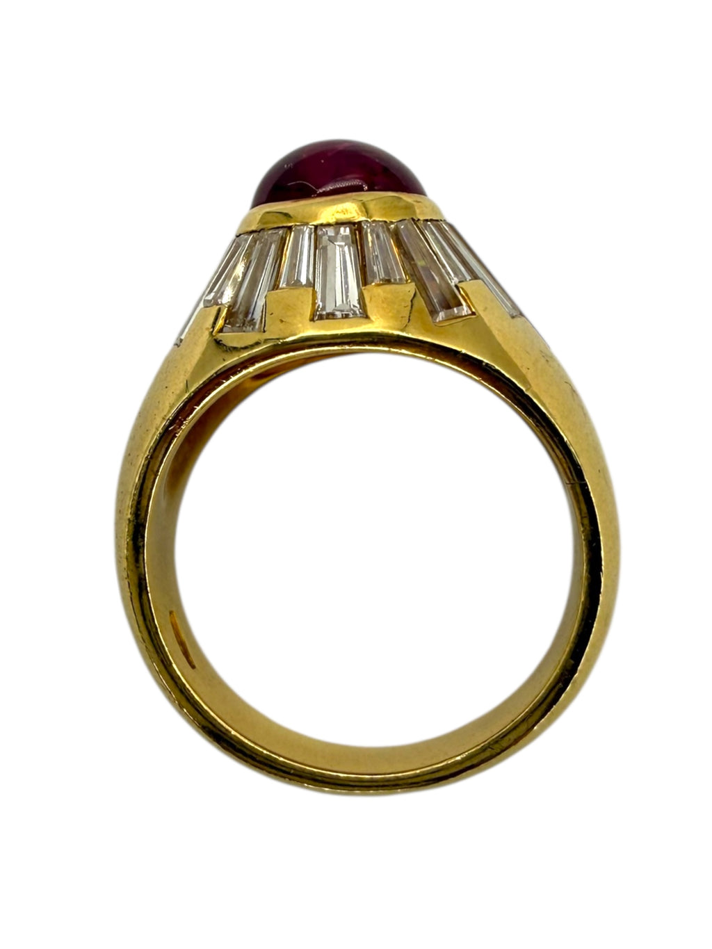 18k Ruby Cabochon Diamond Ring
