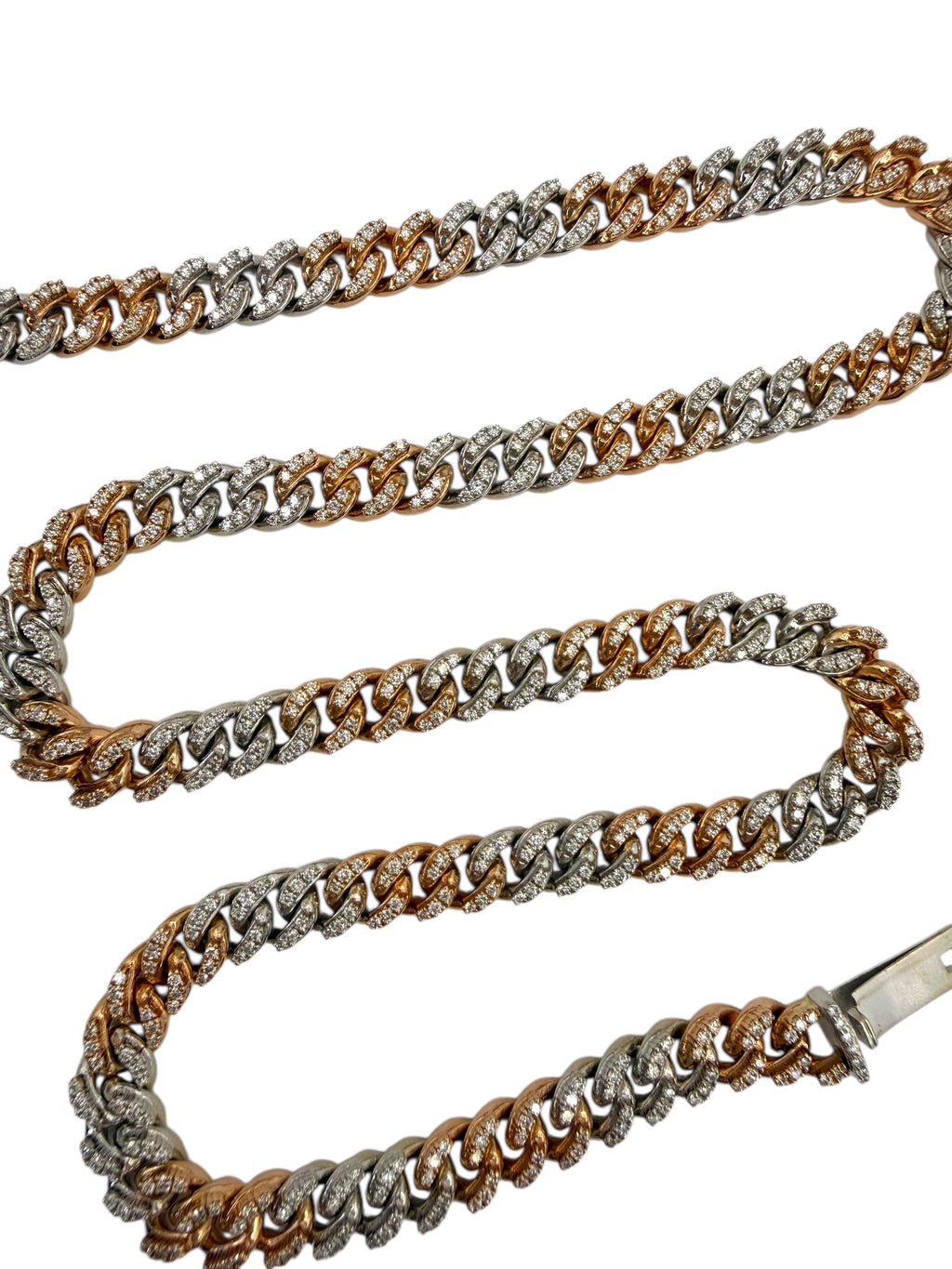 14k Two Tone Diamond Curb Necklace