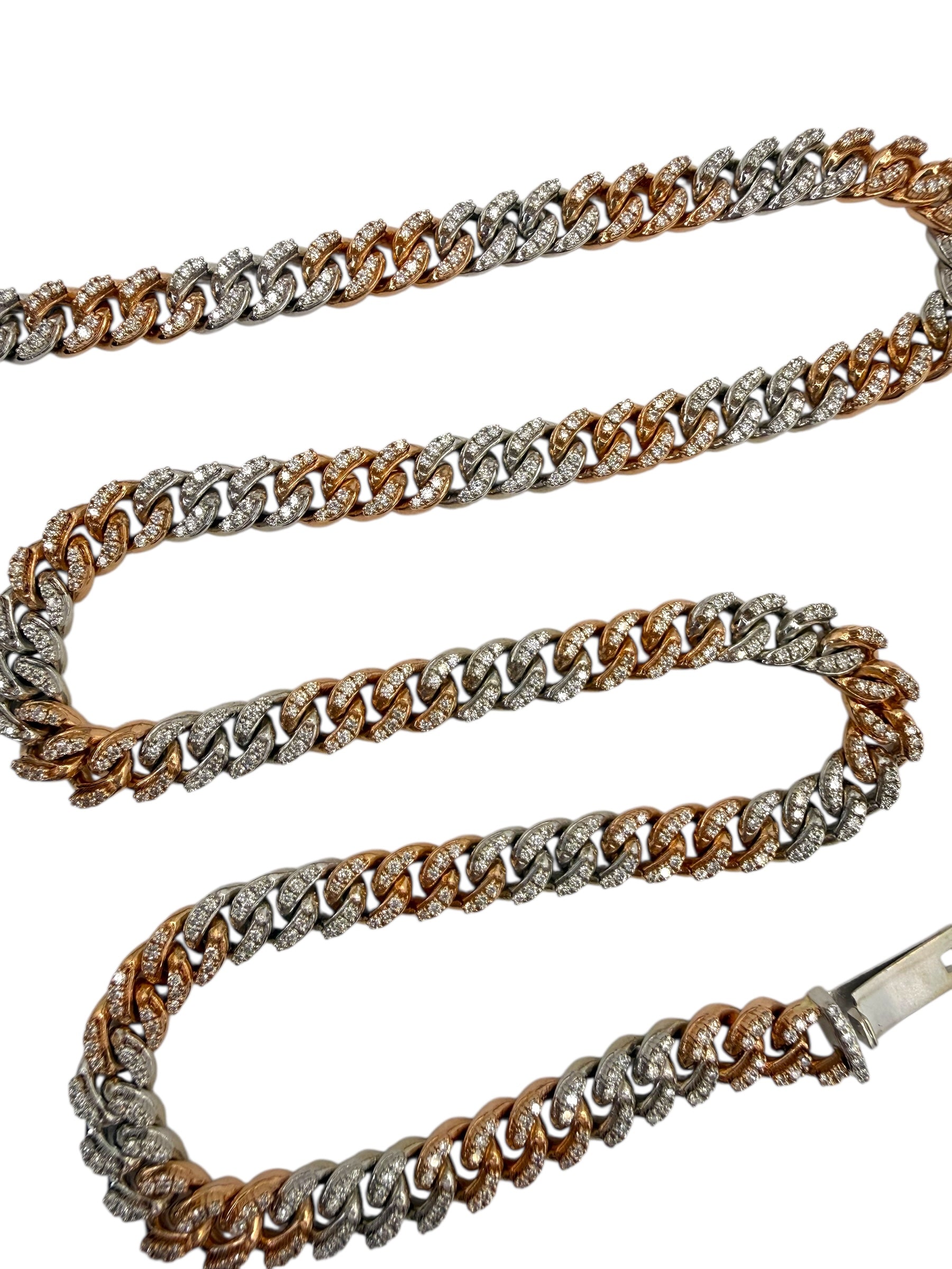 14k Two Tone Diamond Curb Necklace