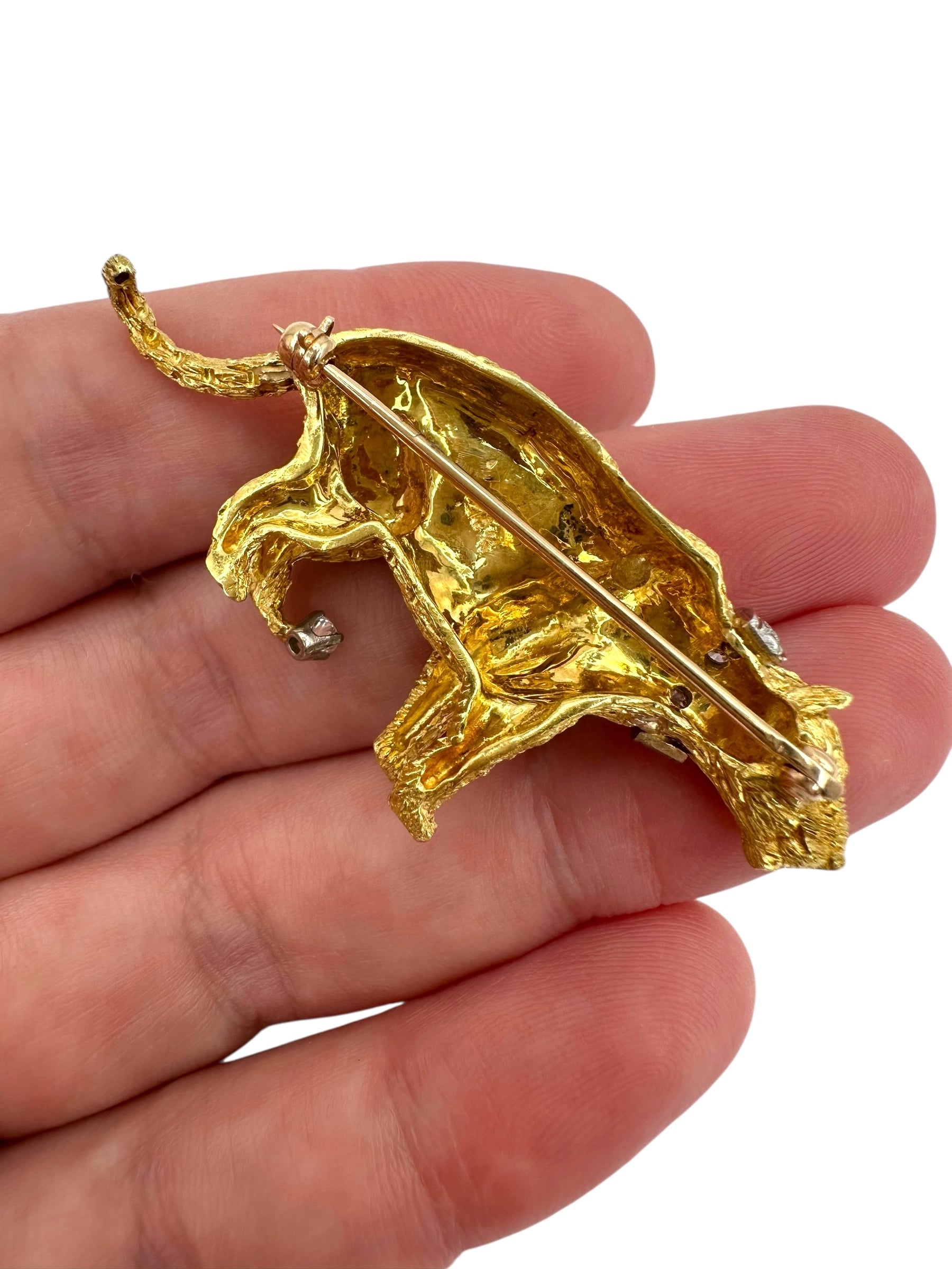 18k Diamond Tiger Brooch