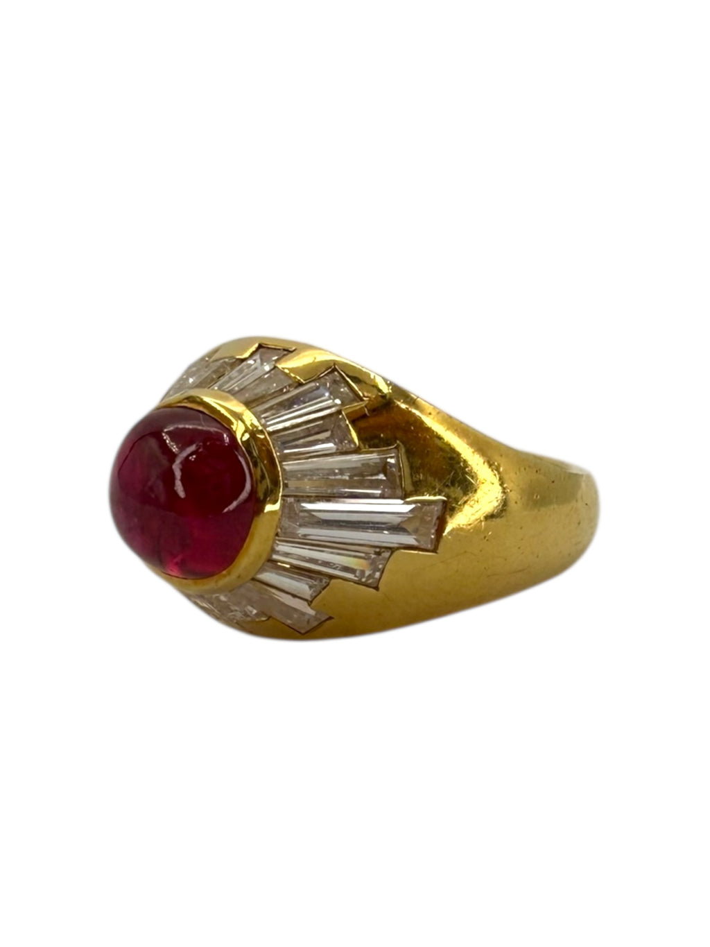 18k Ruby Cabochon Diamond Ring