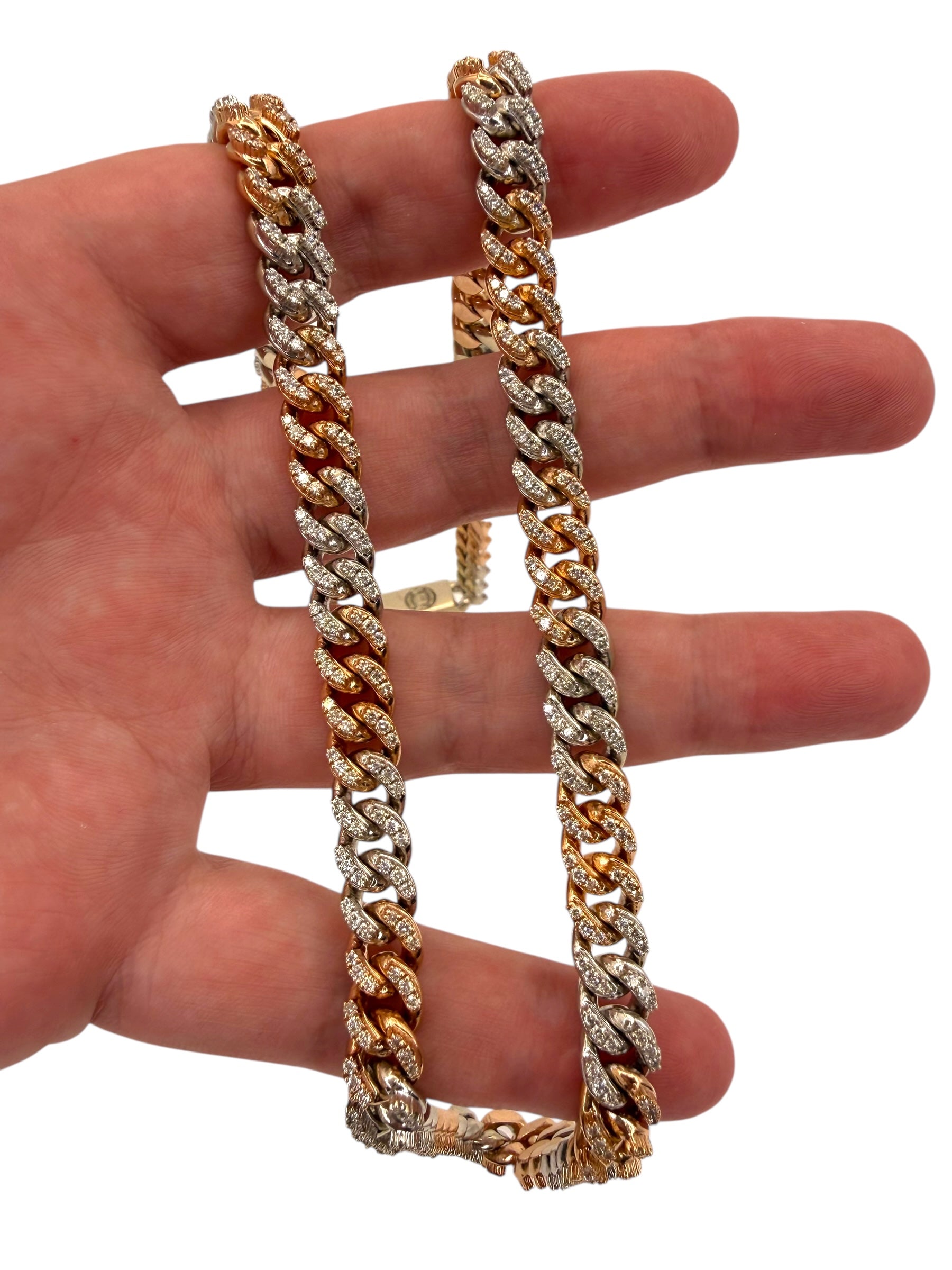 14k Two Tone Diamond Curb Necklace