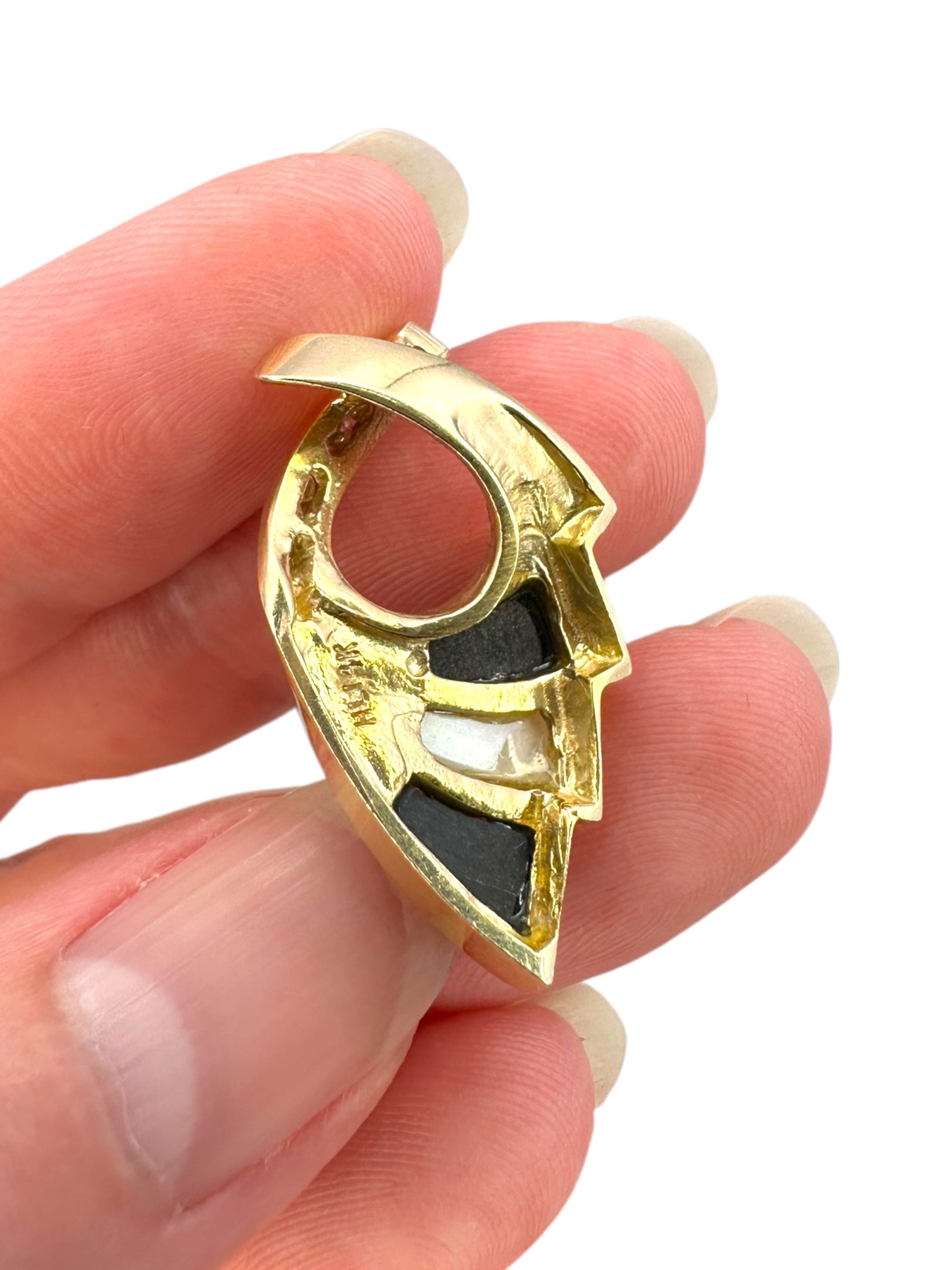 14k Onyx MOP Diamond Slide Pendant