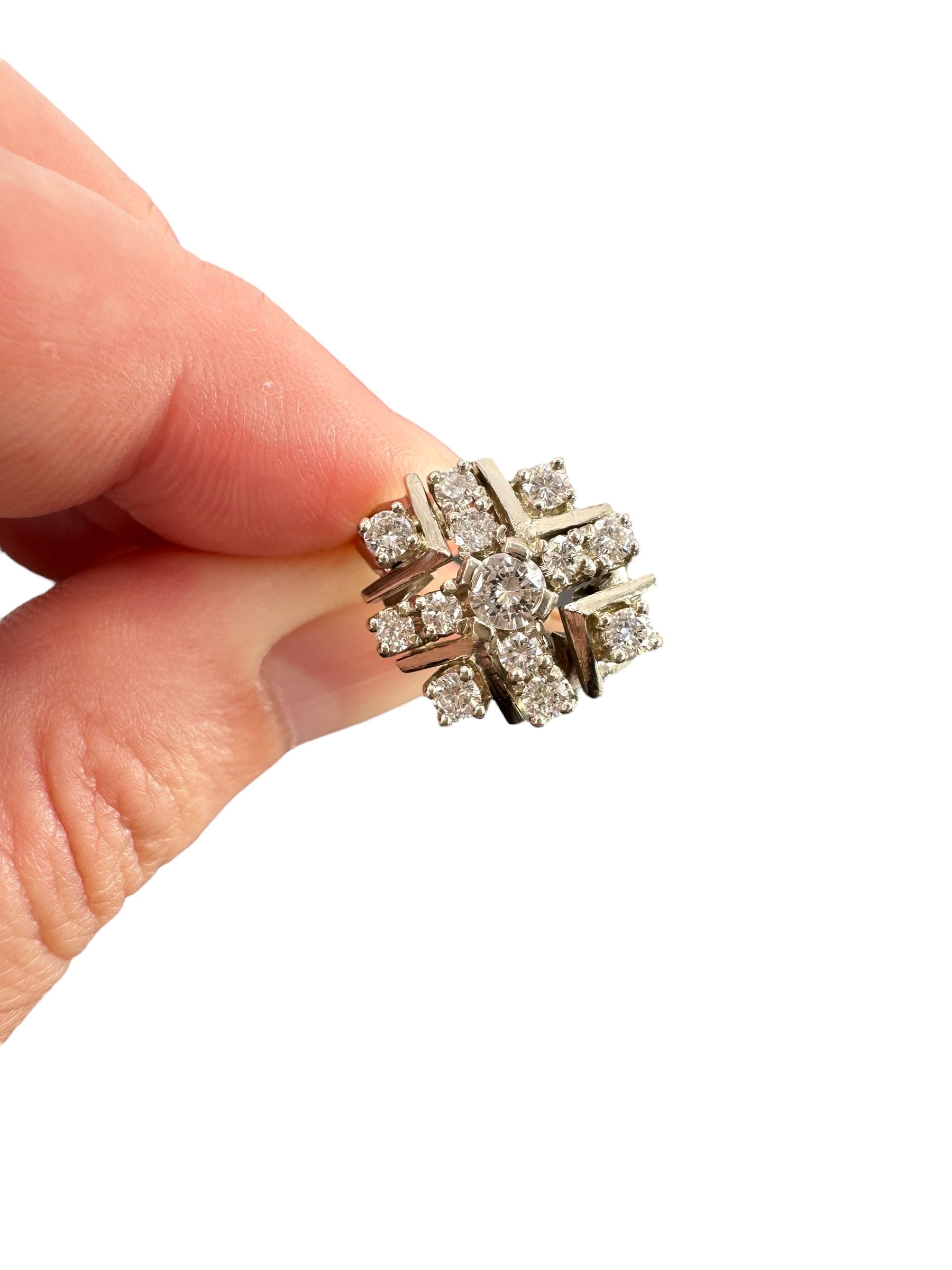 14k Diamond Snowflake Ring