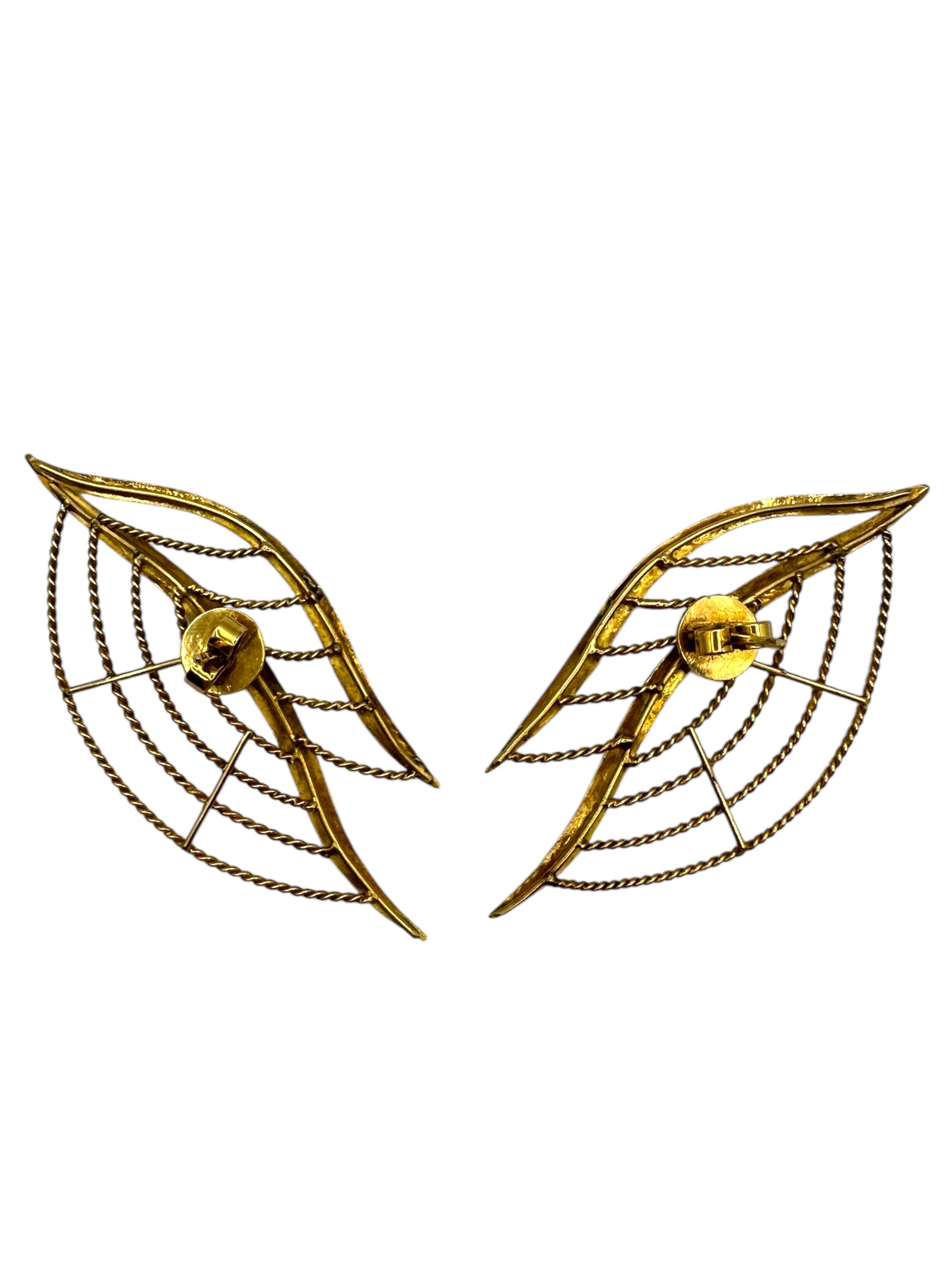 18k Leaf Statement Earrings