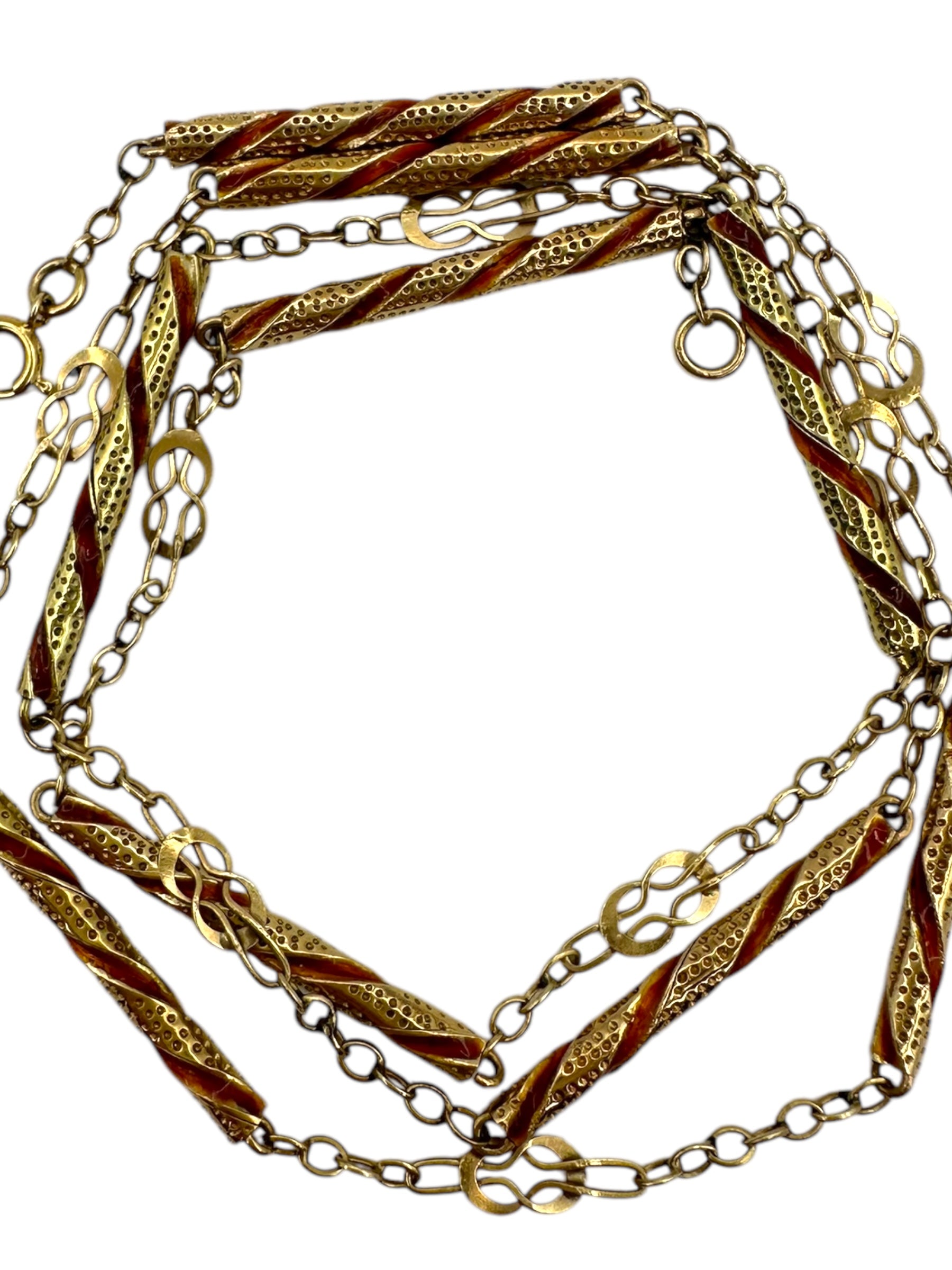 14k Enamel Bar Link Chain Necklace