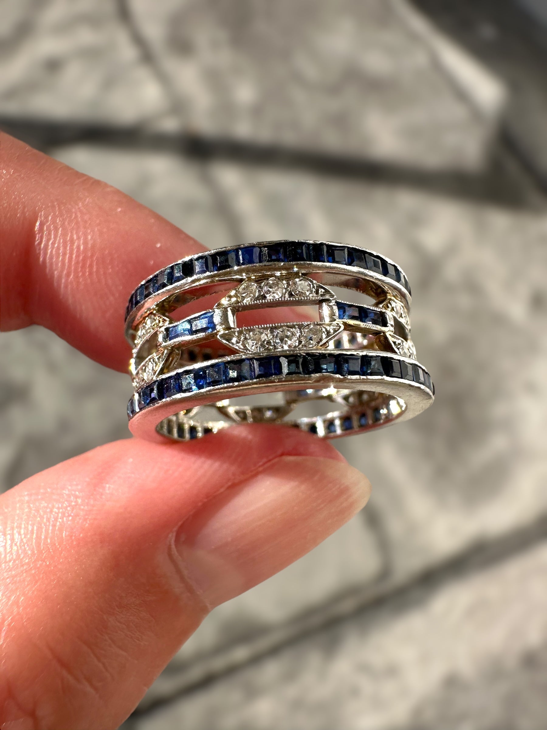 Platinum Sapphire Diamond Eternity Ring