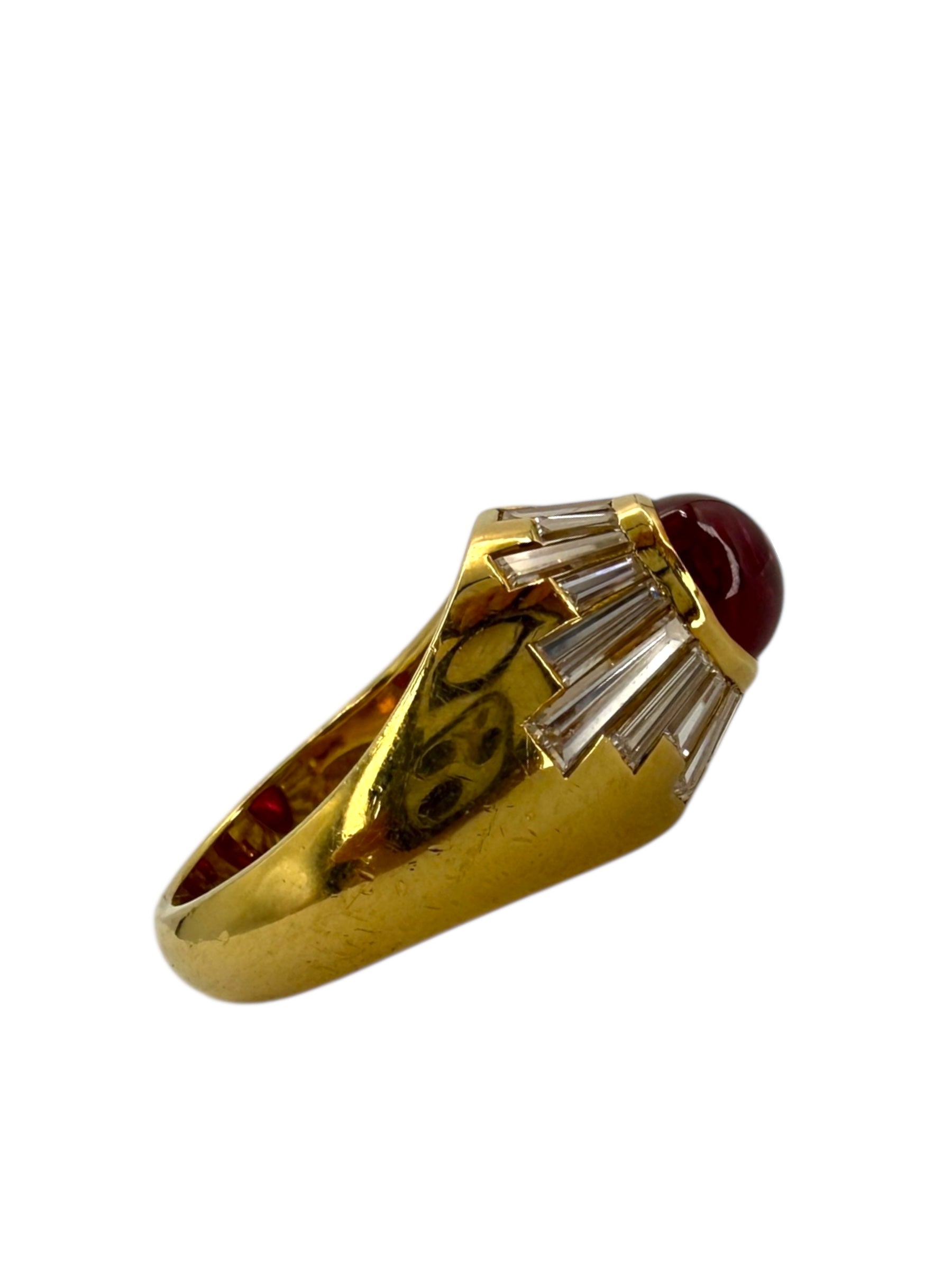 18k Ruby Cabochon Diamond Ring